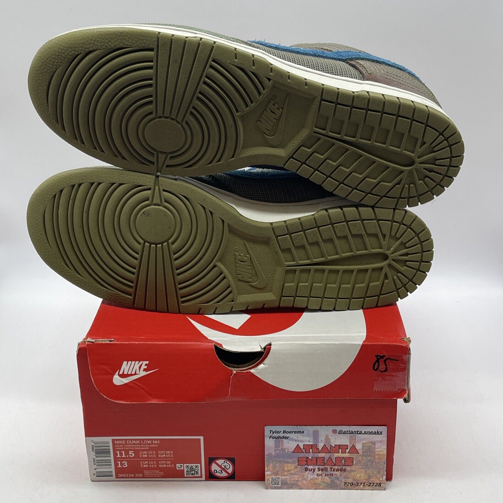 Size 11.5 - Nike Dunk NH Low Cacao Wow Green Blue Suede Leather (DR0159-200)