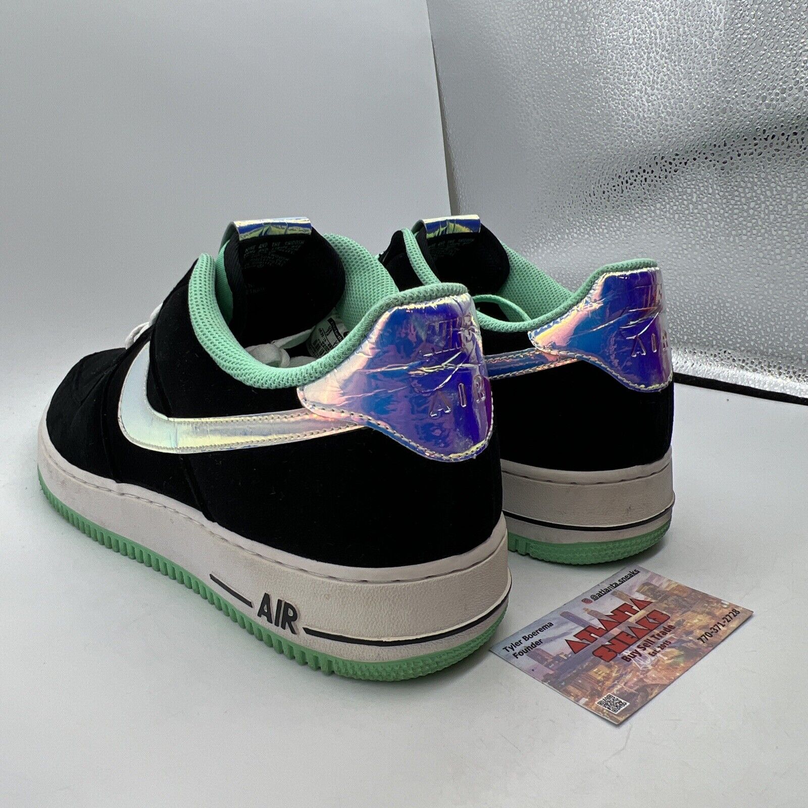 Size 13 - Nike Air Force 1 Low Green Glow Black White Suede Mint (588298-080)