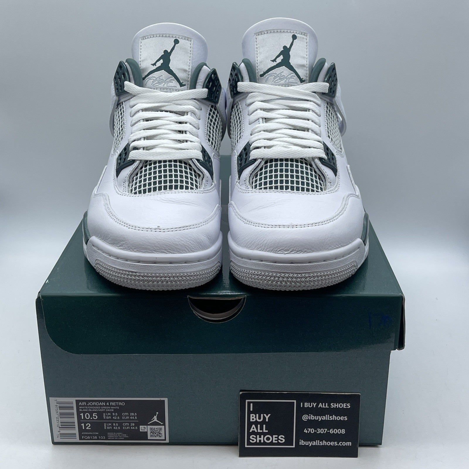 Size 10.5 - Air Jordan 4 Retro Oxidized Green White Leather (FQ8138-103)