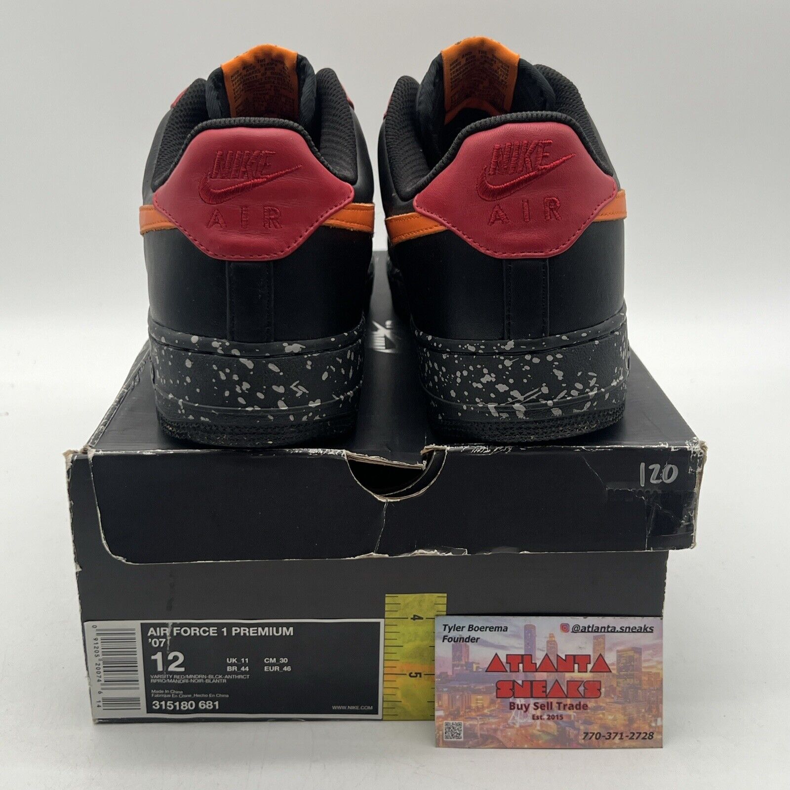 Size 12 - Nike Air Force 1 Premium Red Orange Red Leather (315180-681)