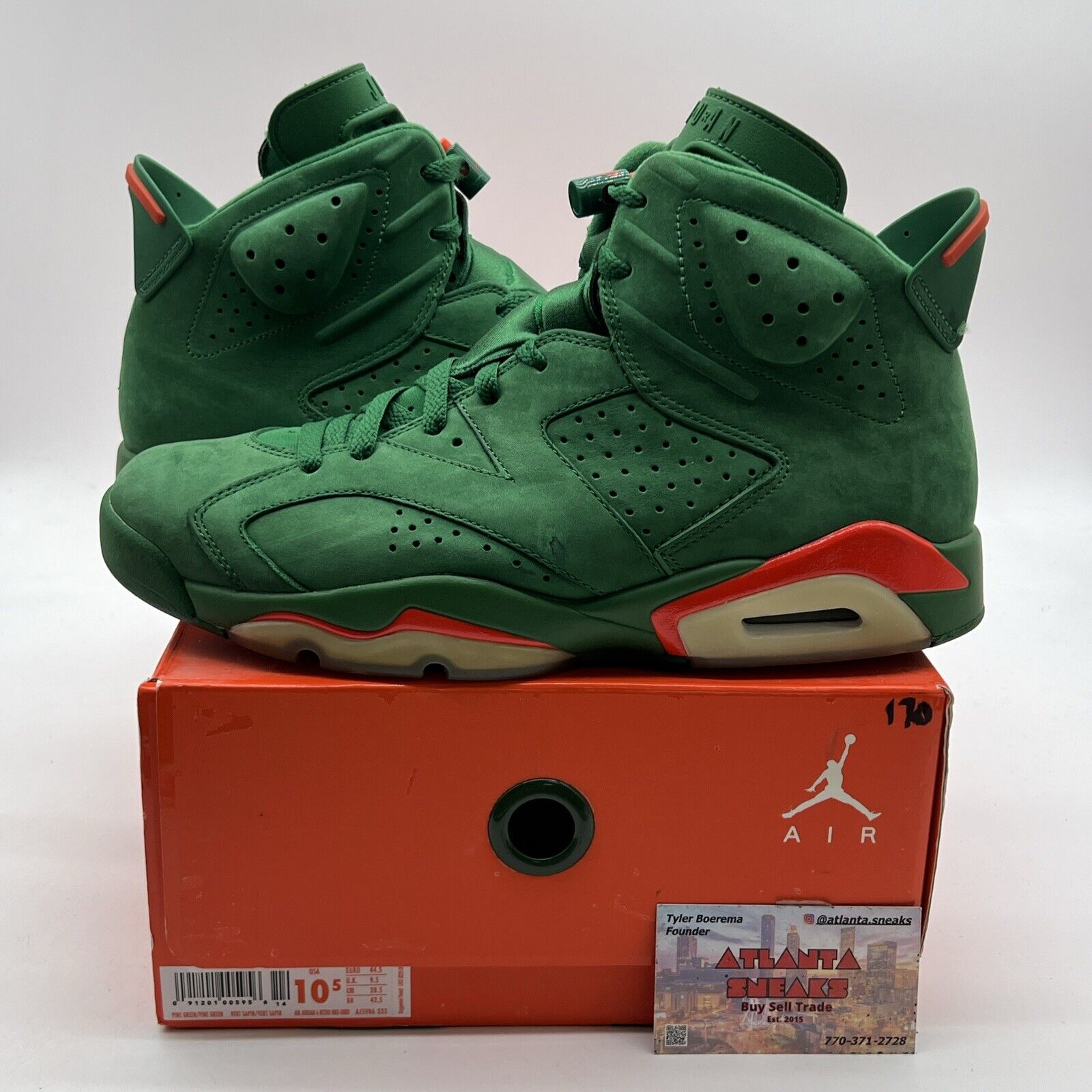 Size 10.5 - Air Jordan 6 Retro NRG Green Suede Gatorade (AJ5986-335)