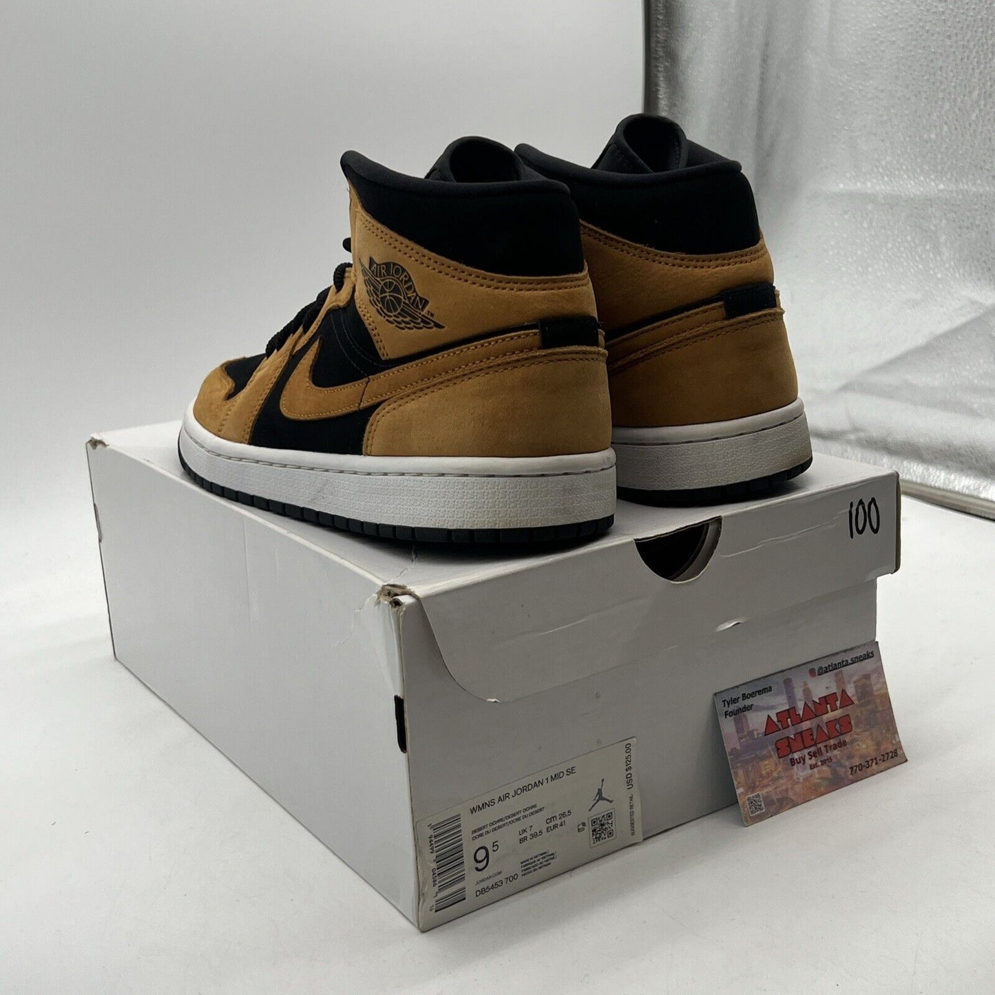 Size 9.5 - Air Jordan 1 SE Mid Desert Ochre W Black Suede White (DB5453-700