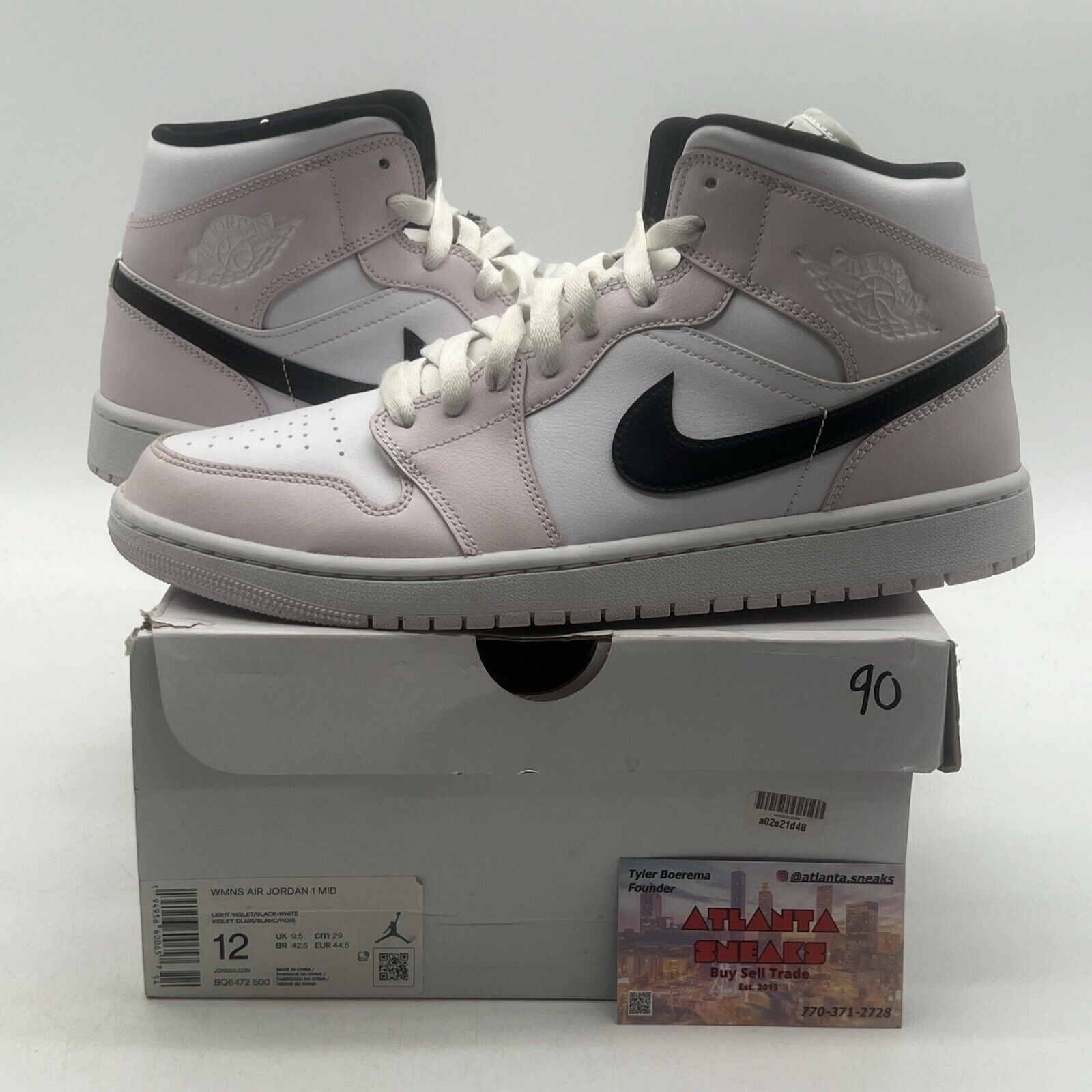 Size 12 - Air Jordan 1 Mid Barely Rose W Pink White Leather (BQ6472-500)