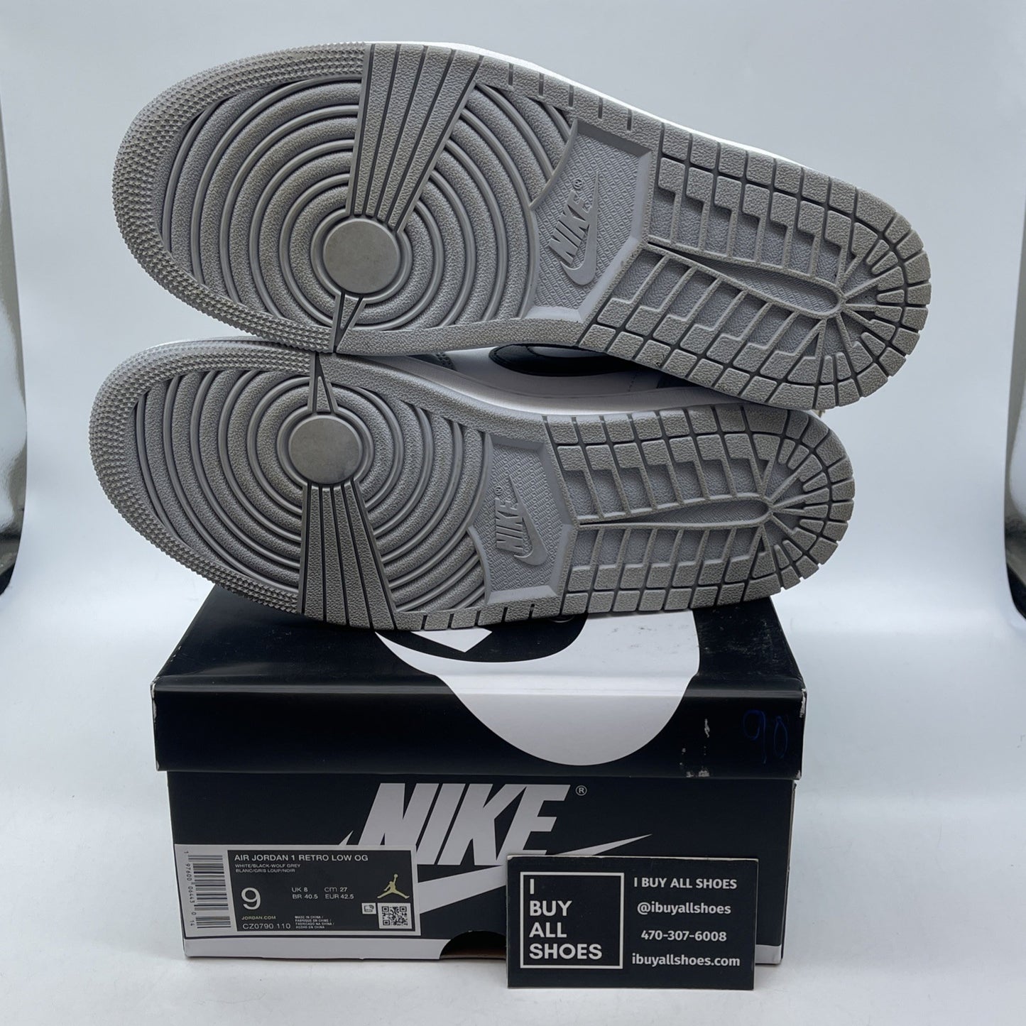 Size 9 - Air Jordan 1 Retro OG Low Barons Grey Black Leather (CZ0790-110)