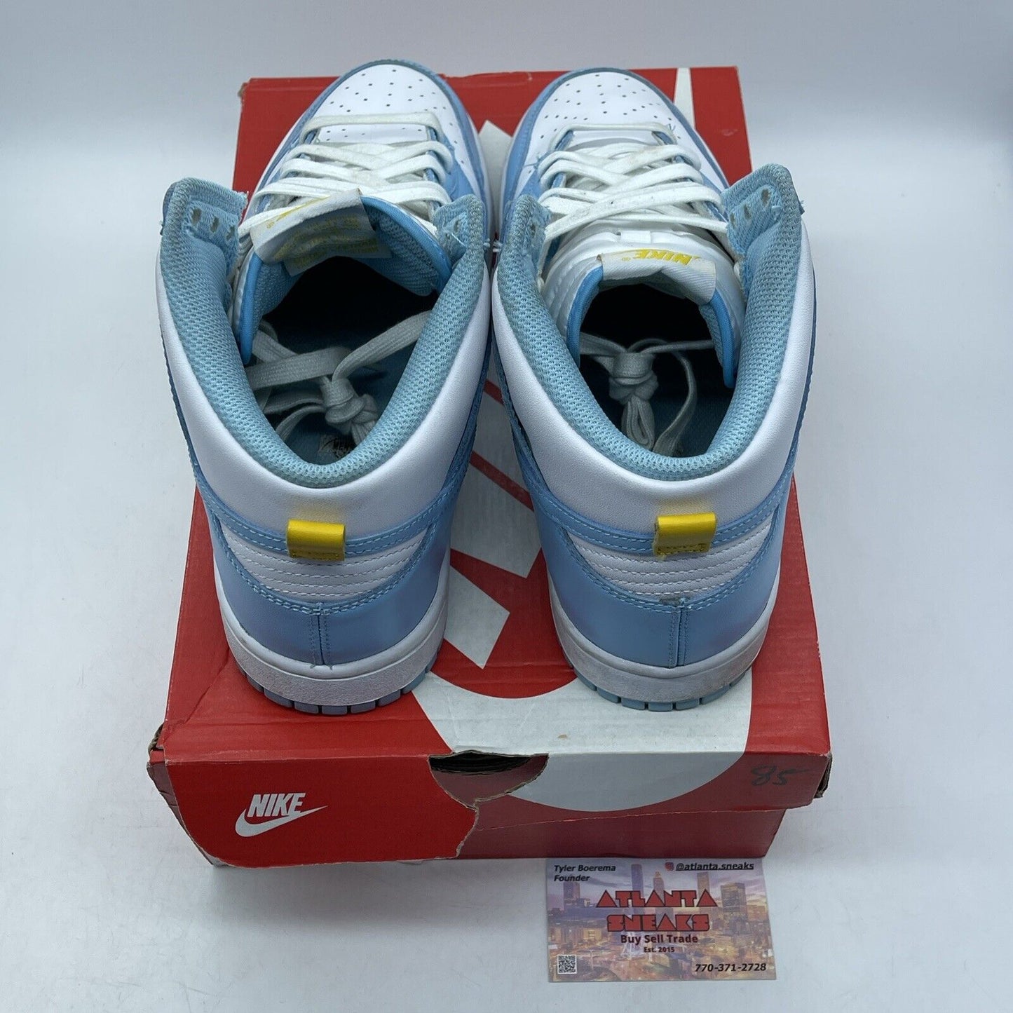 Size 9.5 - Nike Dunk High Blue Chill White Leather (DD1399-401)