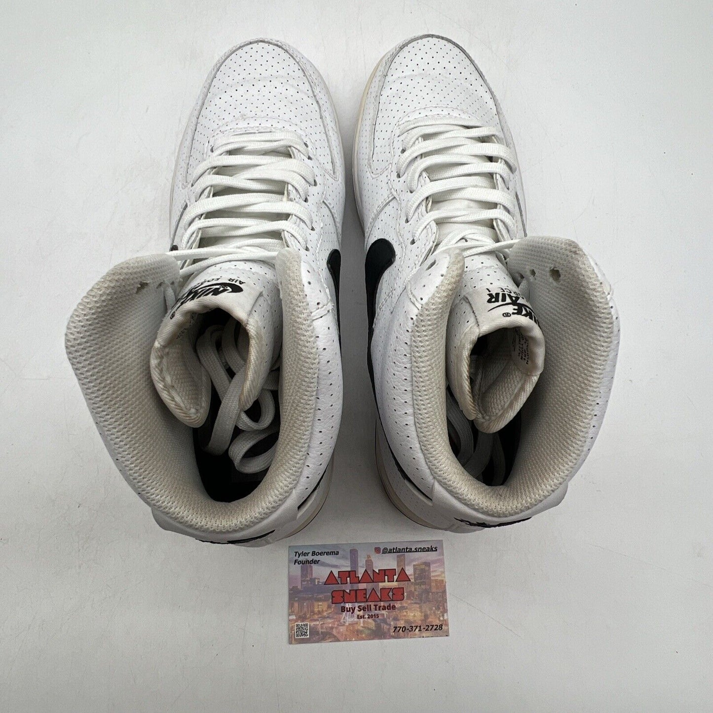 Size 9.5 - Nike Air Force 1 ´07 Perforated High White Black Leather (315121-120)