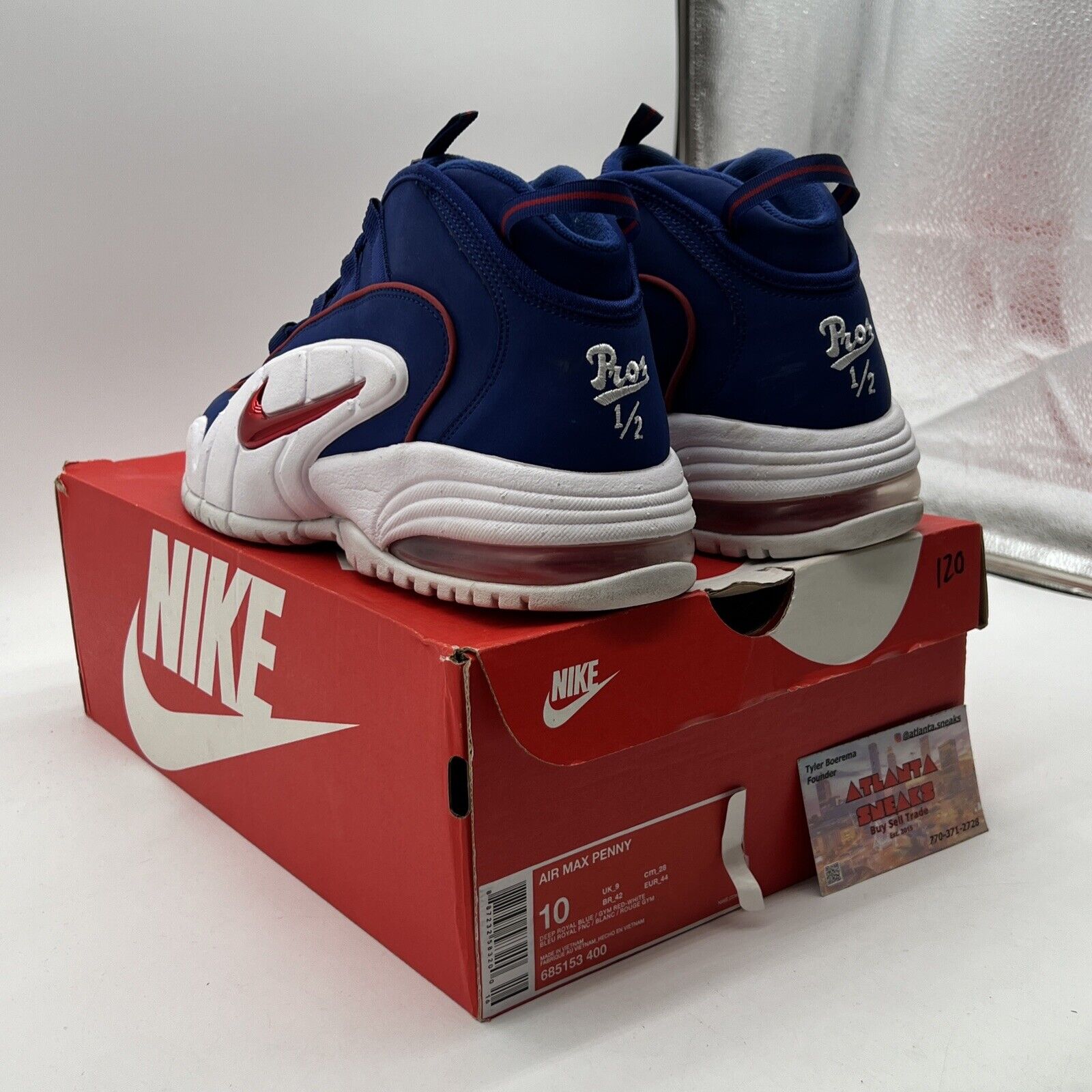 Size 10 - Nike Air Max Penny 1 Lil Penny Blue White Red Suede (685153-400)