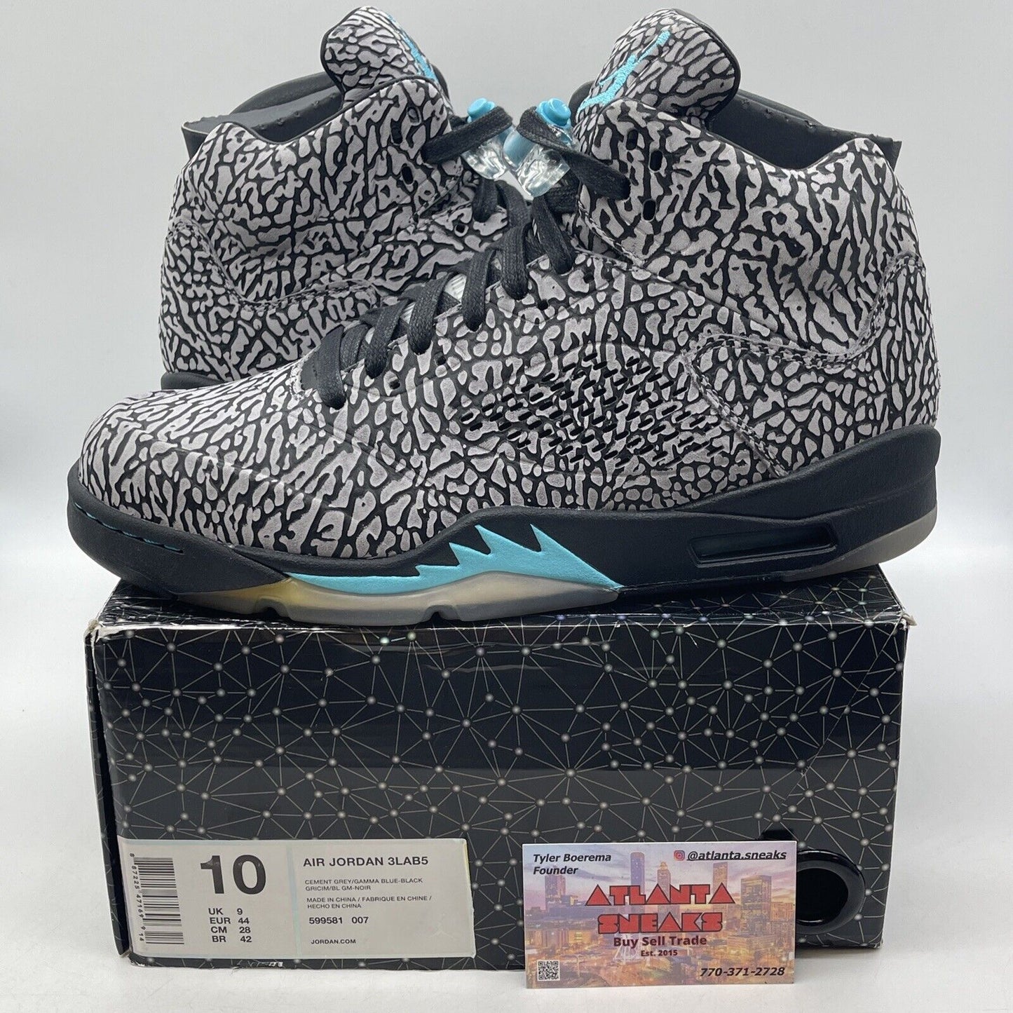 Size 10 - Air Jordan 5 Retro 3Lab5 Black Grey Blue Suede (599581-007)