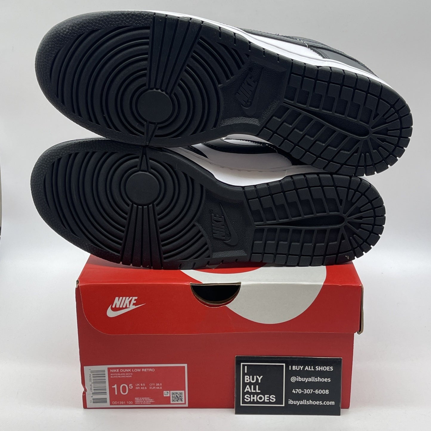 Size 10.5 - Nike Dunk Low Black White Leather (DD1391-100)
