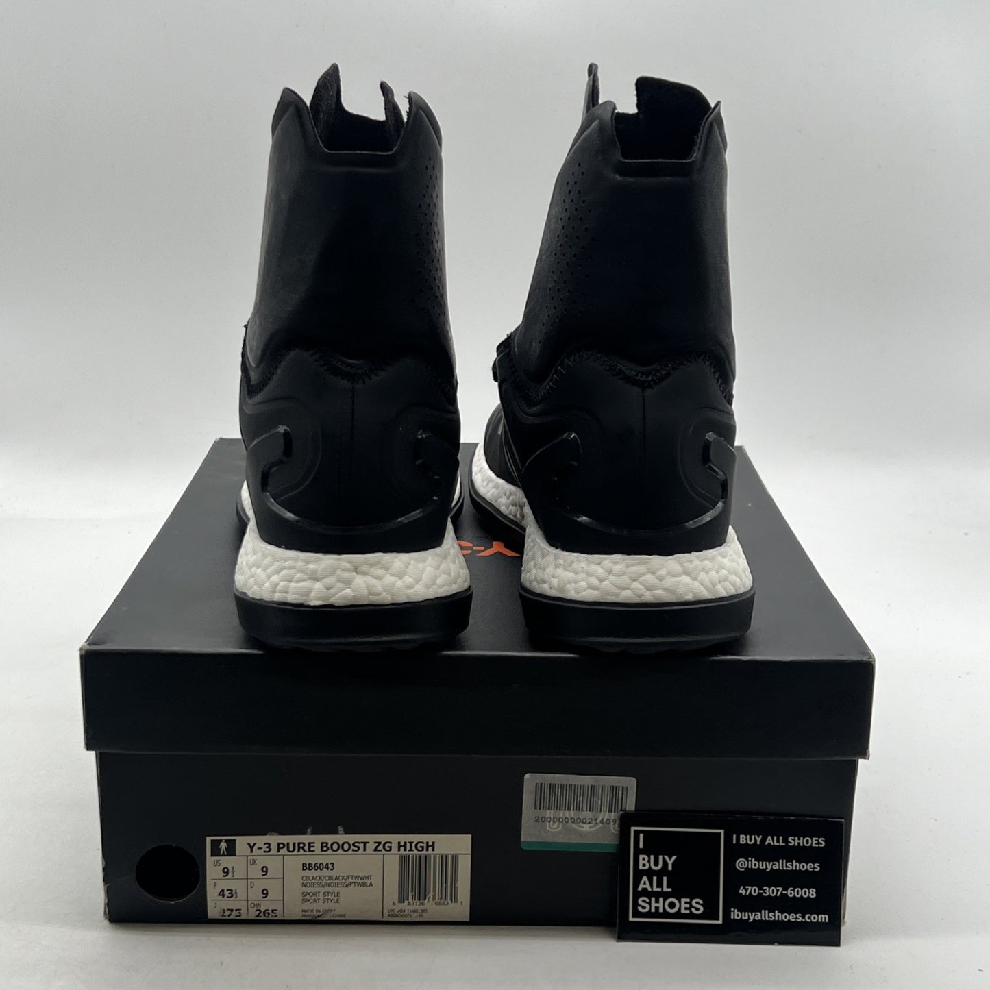 Size 9.5 - Adidas Y-3 PureBoost ZG High Core Black (BB6043)