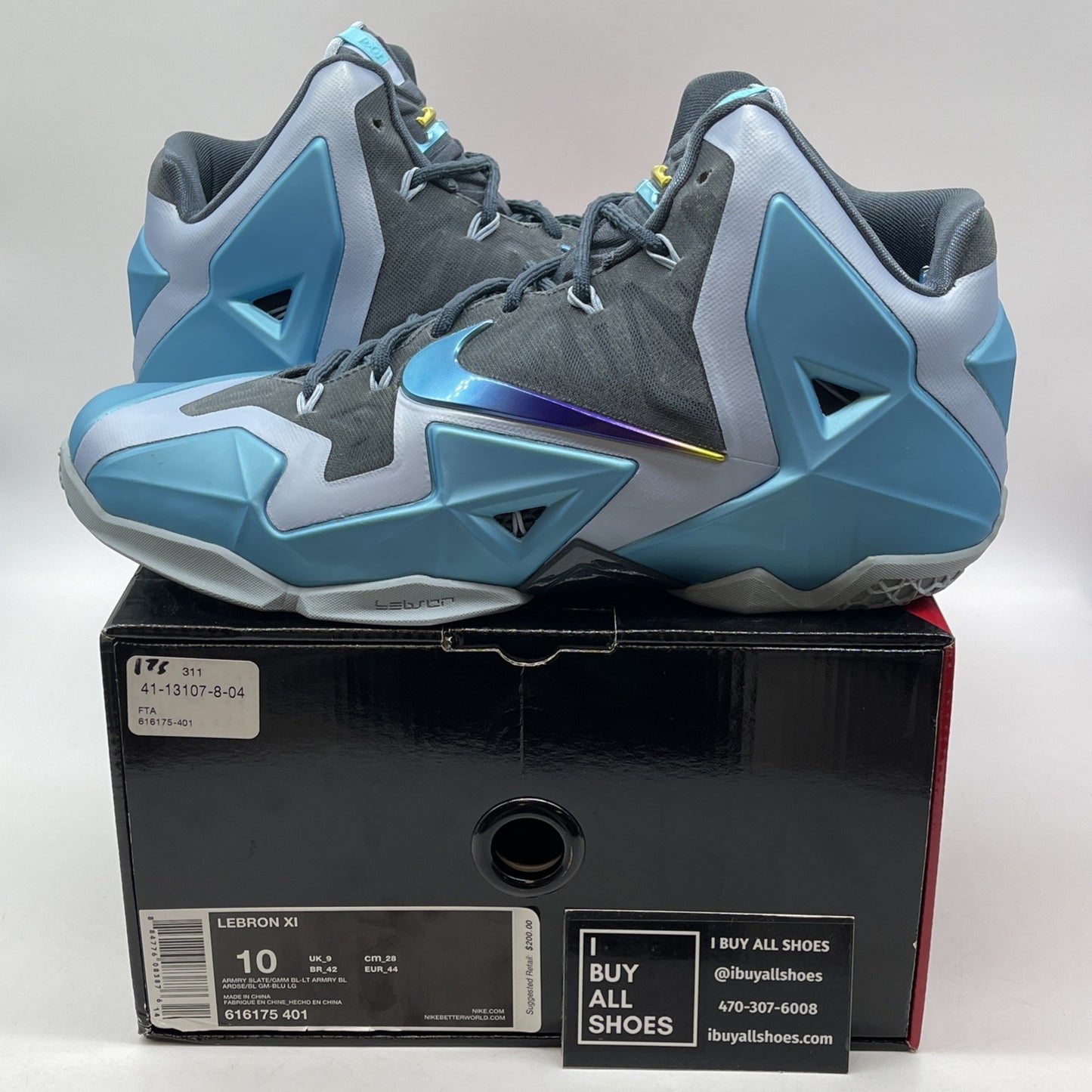 Size 10 - Nike LeBron 11 Armory Slate Blue Grey Suede Leather (616175-401)