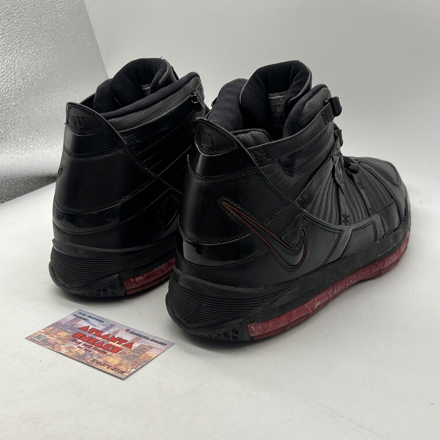 Size 12 - Nike Zoom LeBron 3 Black Crimson Leather (312147-004)