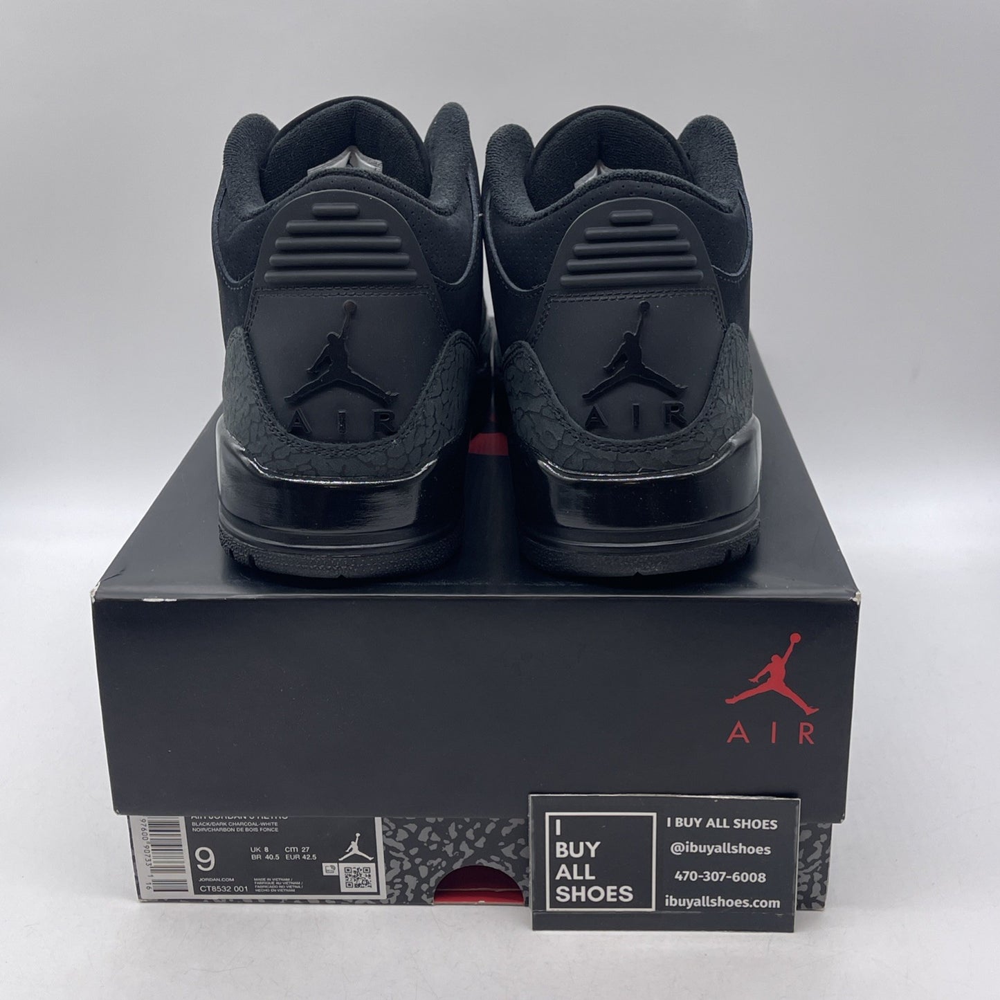Size 9 - Air Jordan 3 Retro 2025 Black Cat (CT8532-001)