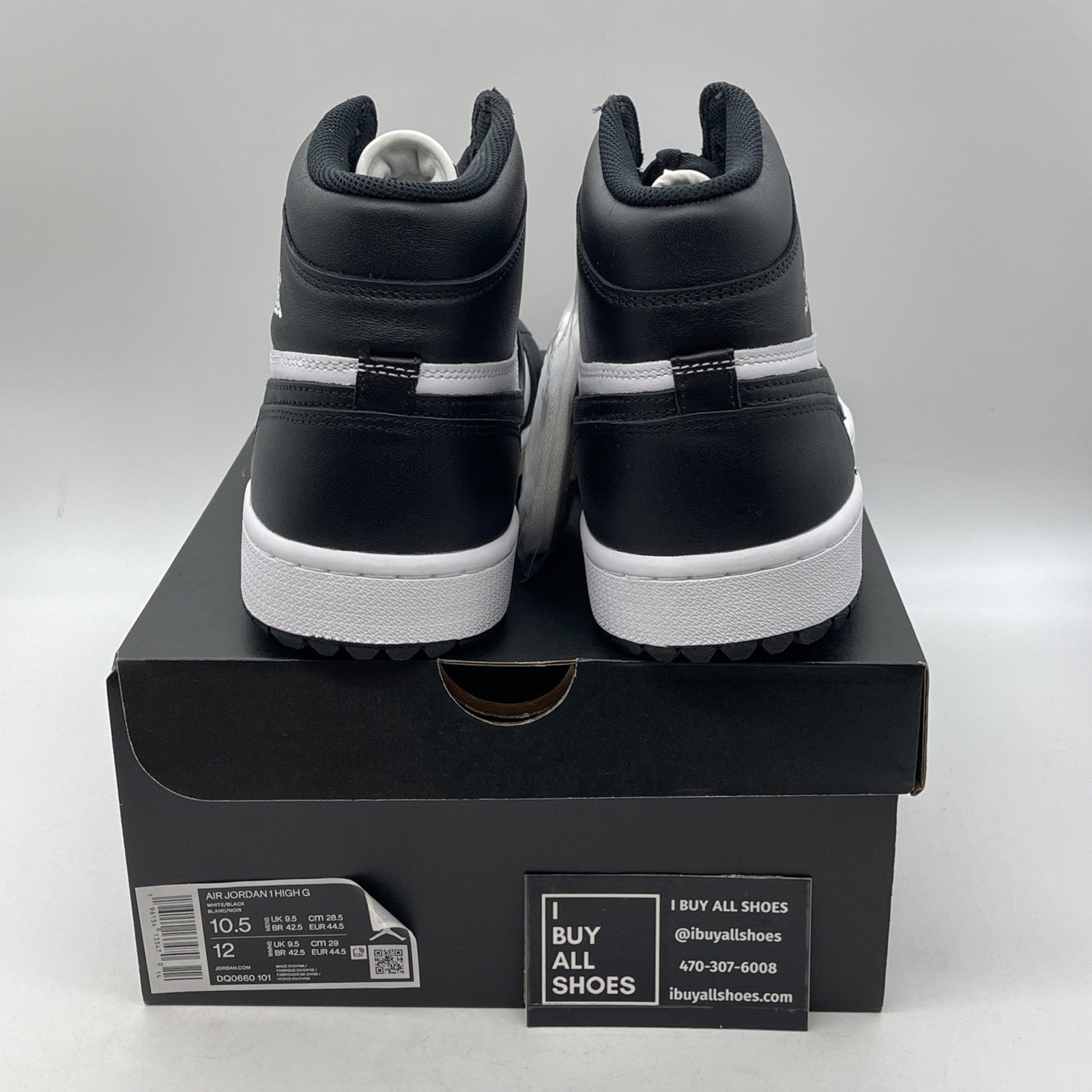 Size 10.5 - Air Jordan 1 High Golf Panda Black White Leather (DQ0660-101)