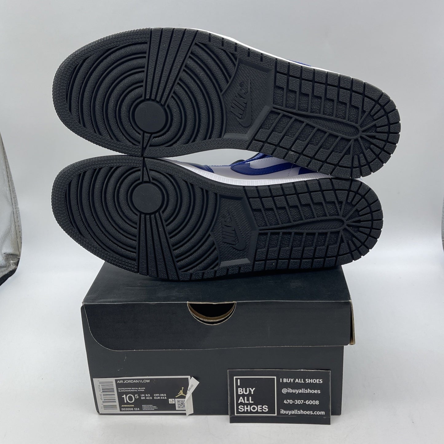 Size 10.5 - Air Jordan 1 Low Game Royal Blue White Leather (553558-124)