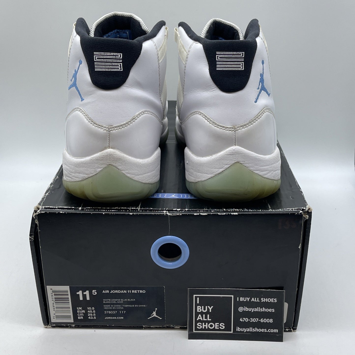 Size 11.5 - Jordan 11 Retro High Legend Blue White Leather (378037-117)