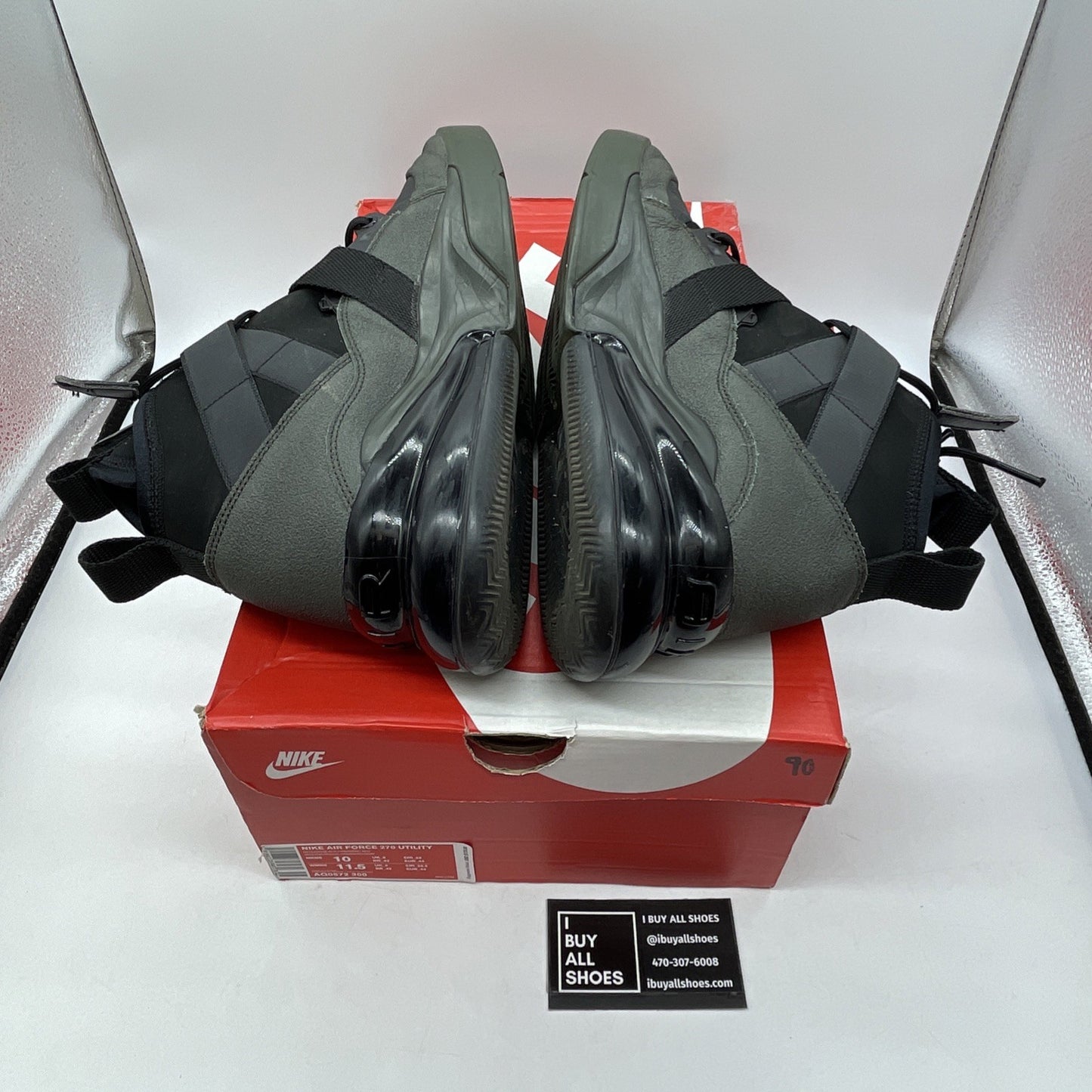 Size 10 - Nike Air Force 270 Utility Style Black Suede Leather (AQ0572-300)