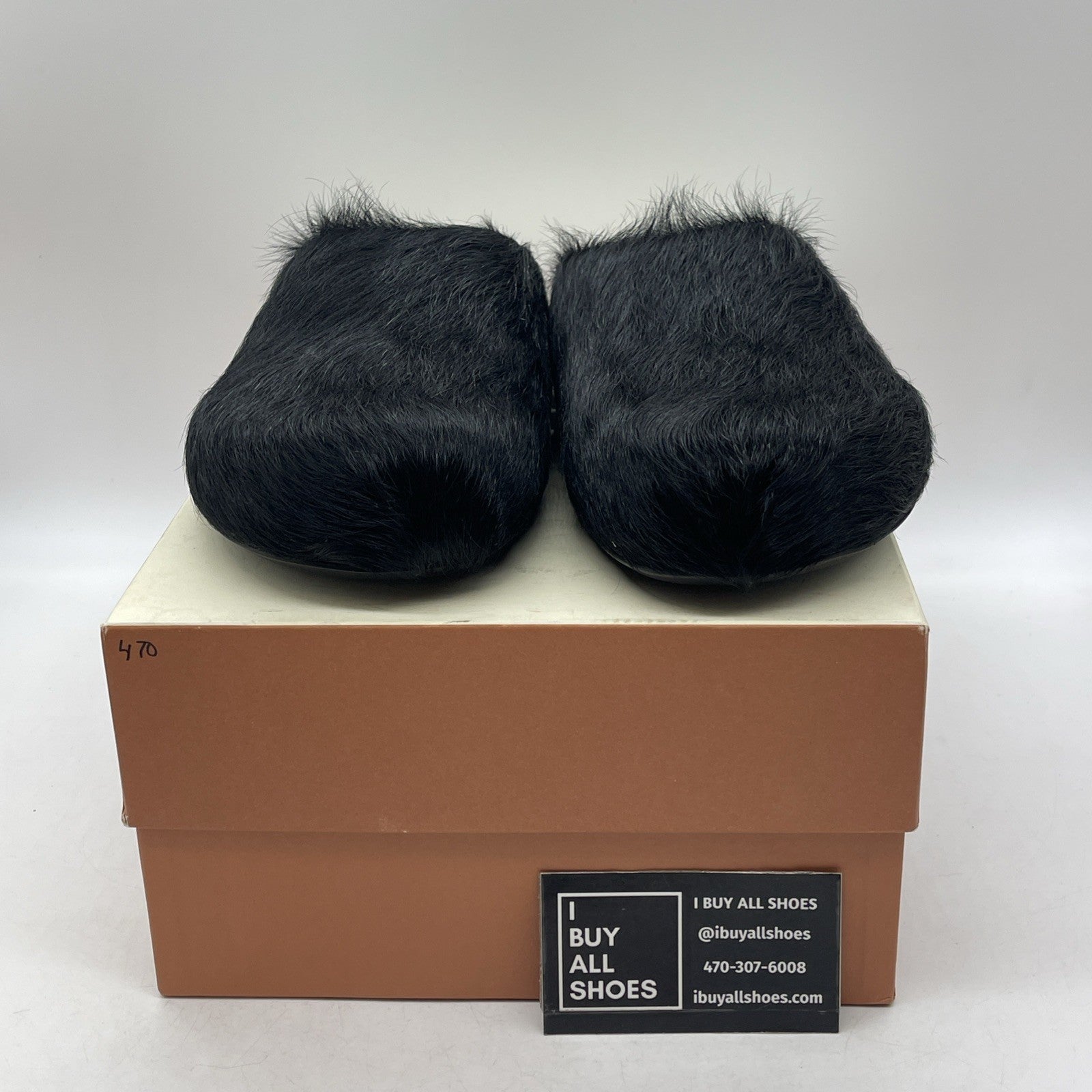 Size 43 - Marni Black Long Hair Calfskin Fussbett  Sabot