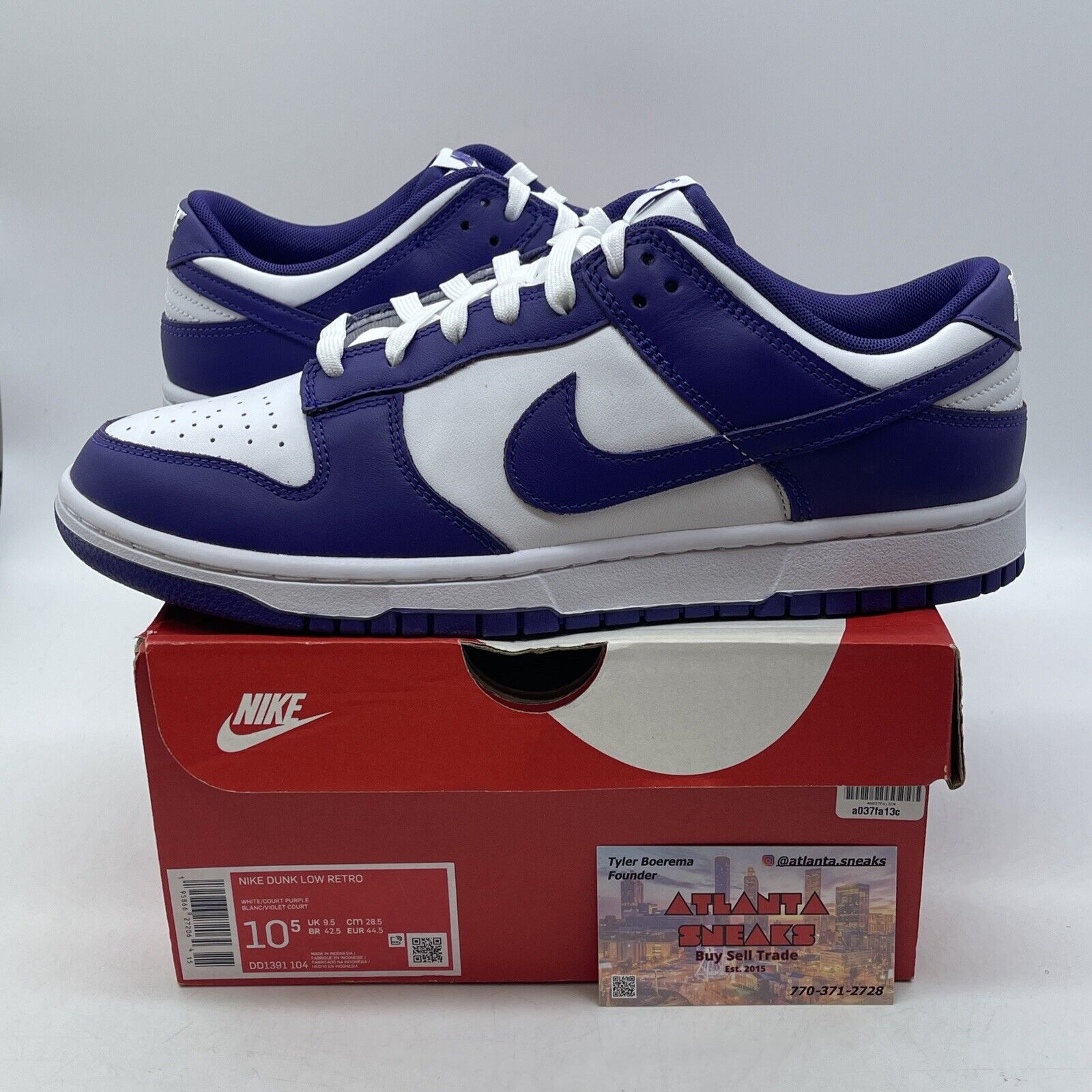 Size 10.5 - Nike Dunk Low Retro Court Purple 2022 White Leather (DD1391-104)