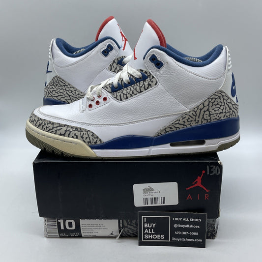 Size 10 - Jordan 3 Retro OG Mid True Blue Grey White Leather (854262-106)