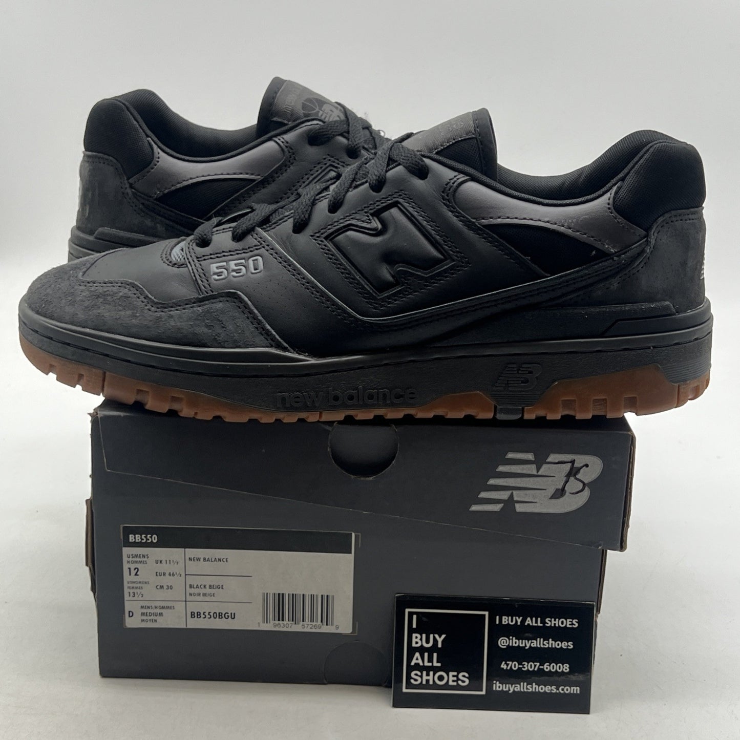 Size 12 - New Balance 550 Black Gum (BB550BGU)