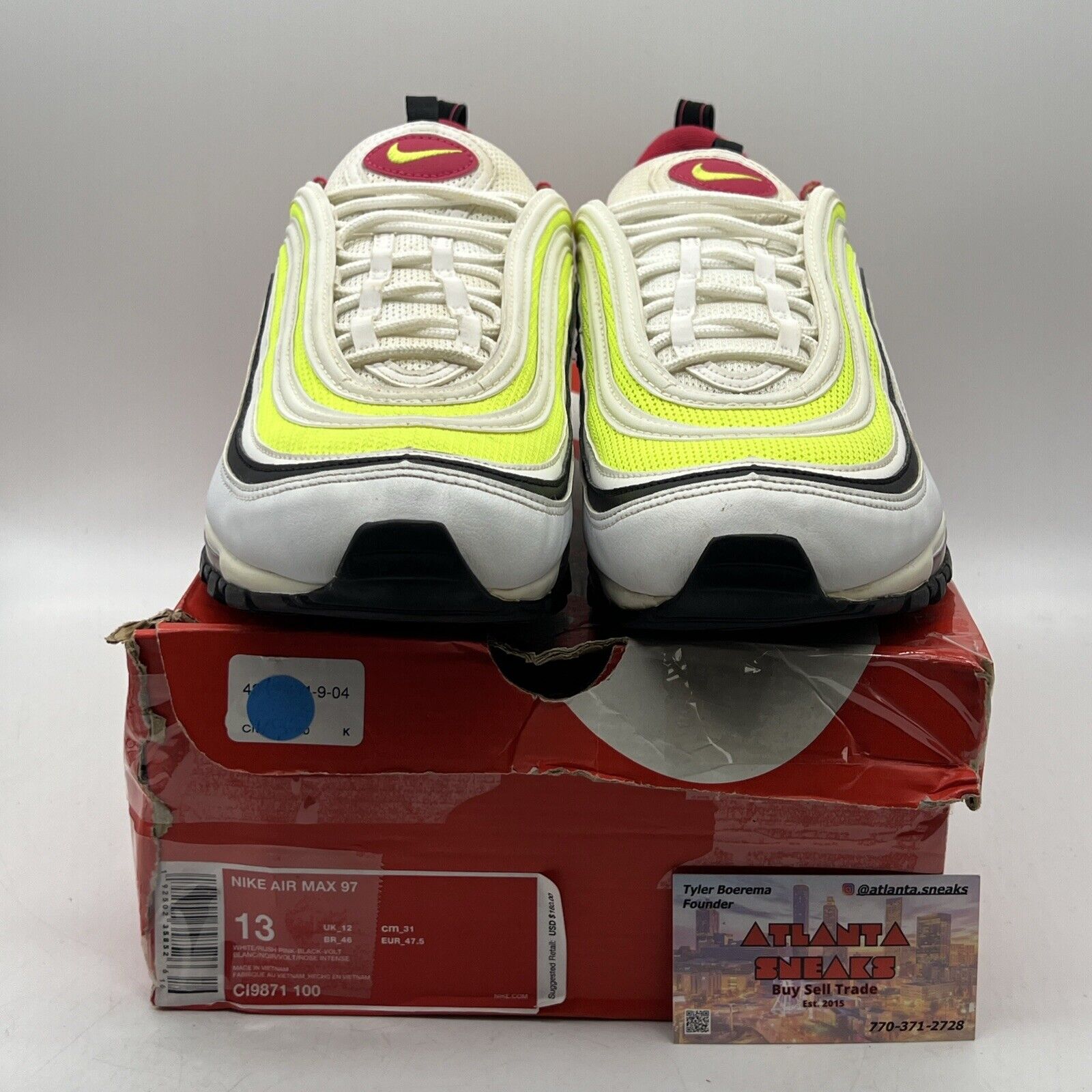 Size 13 - Nike Air Max 97 Volt Pink White Black (CI9871-100)