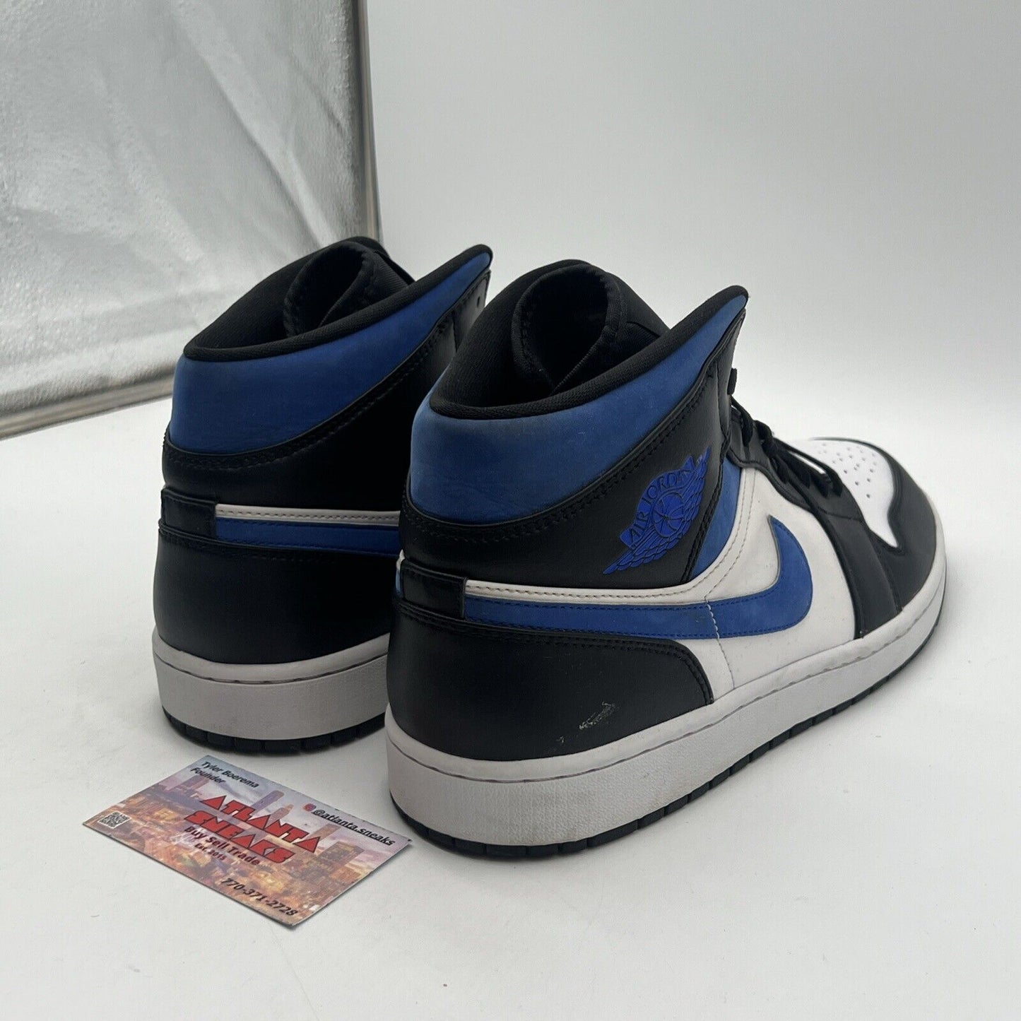 Size 13 - Air Jordan 1 Mid Racer Blue Black White Leather (554724-140)