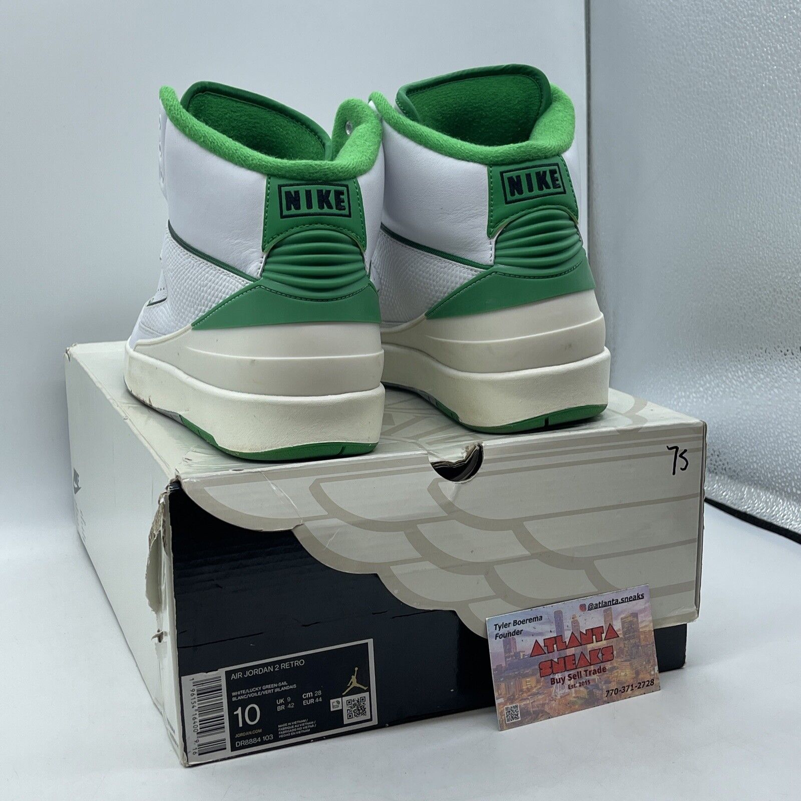 Size 10 - Jordan 2 Retro Lucky Green grey  White Leather (DR8884-103)