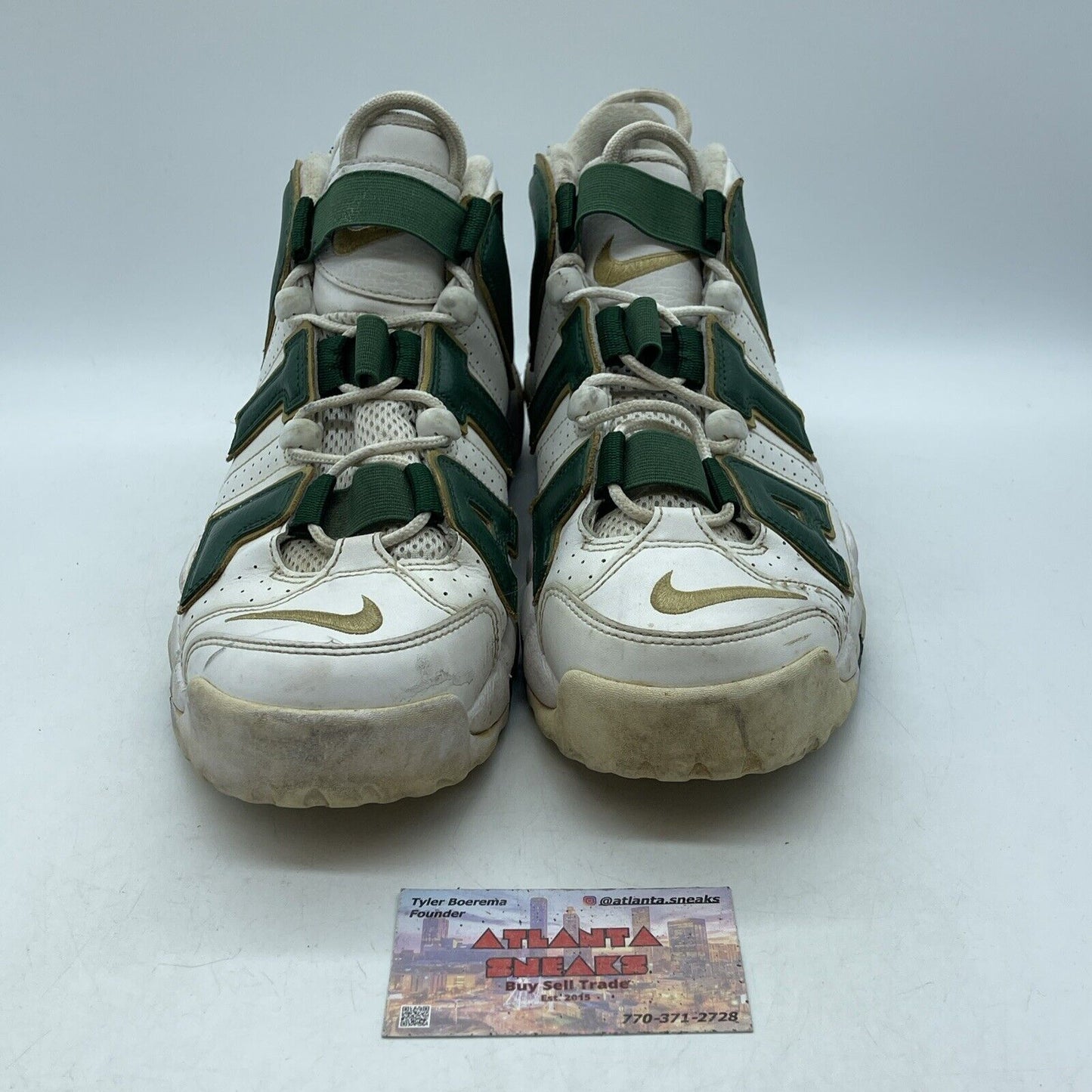 Size 9 - Nike Air More Uptempo QS Atlanta Green Gold White Leather (AJ3139-100)