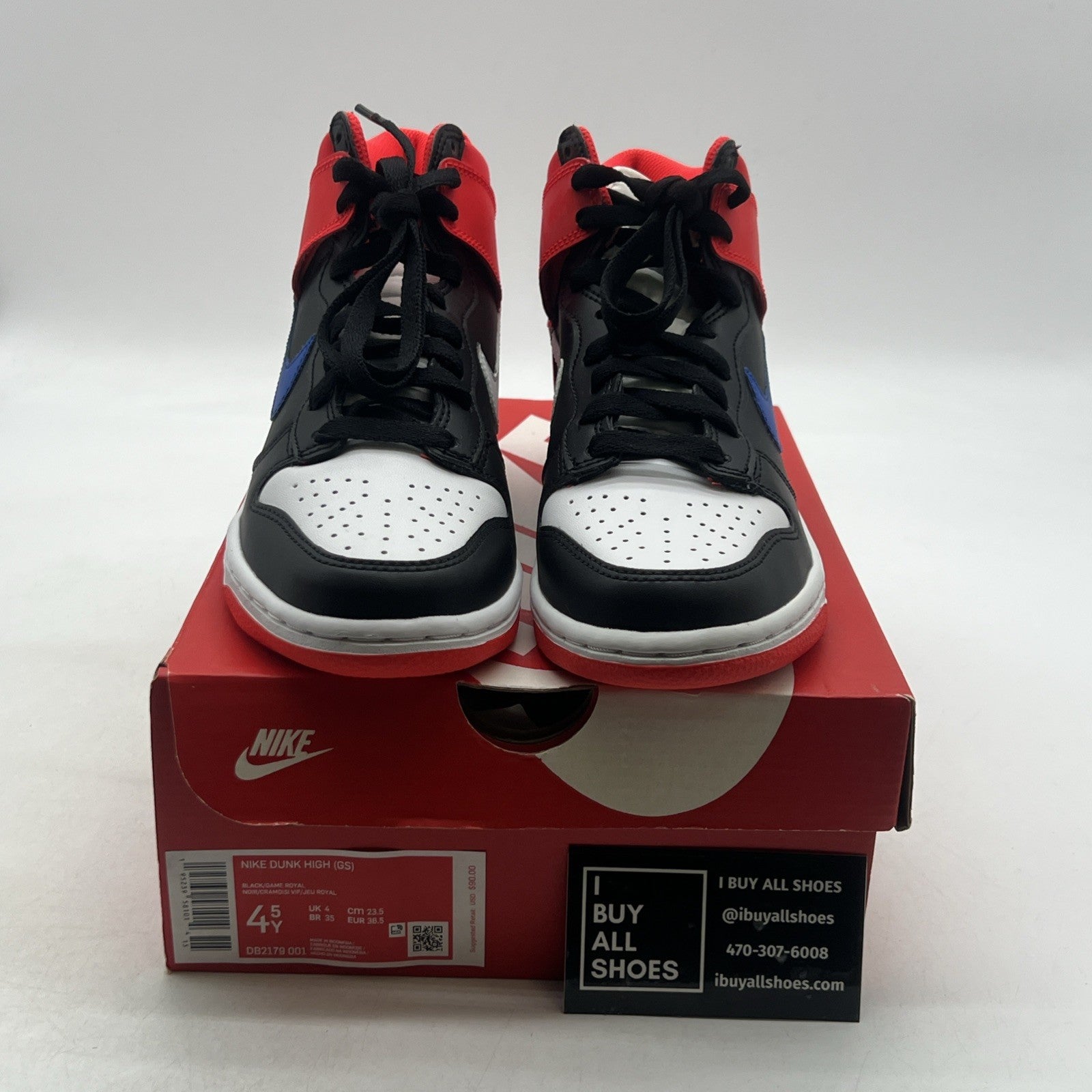 Size 4.5Y - Nike Dunk High GS - Knicks - Black / Game Royal (DB2179-001)
