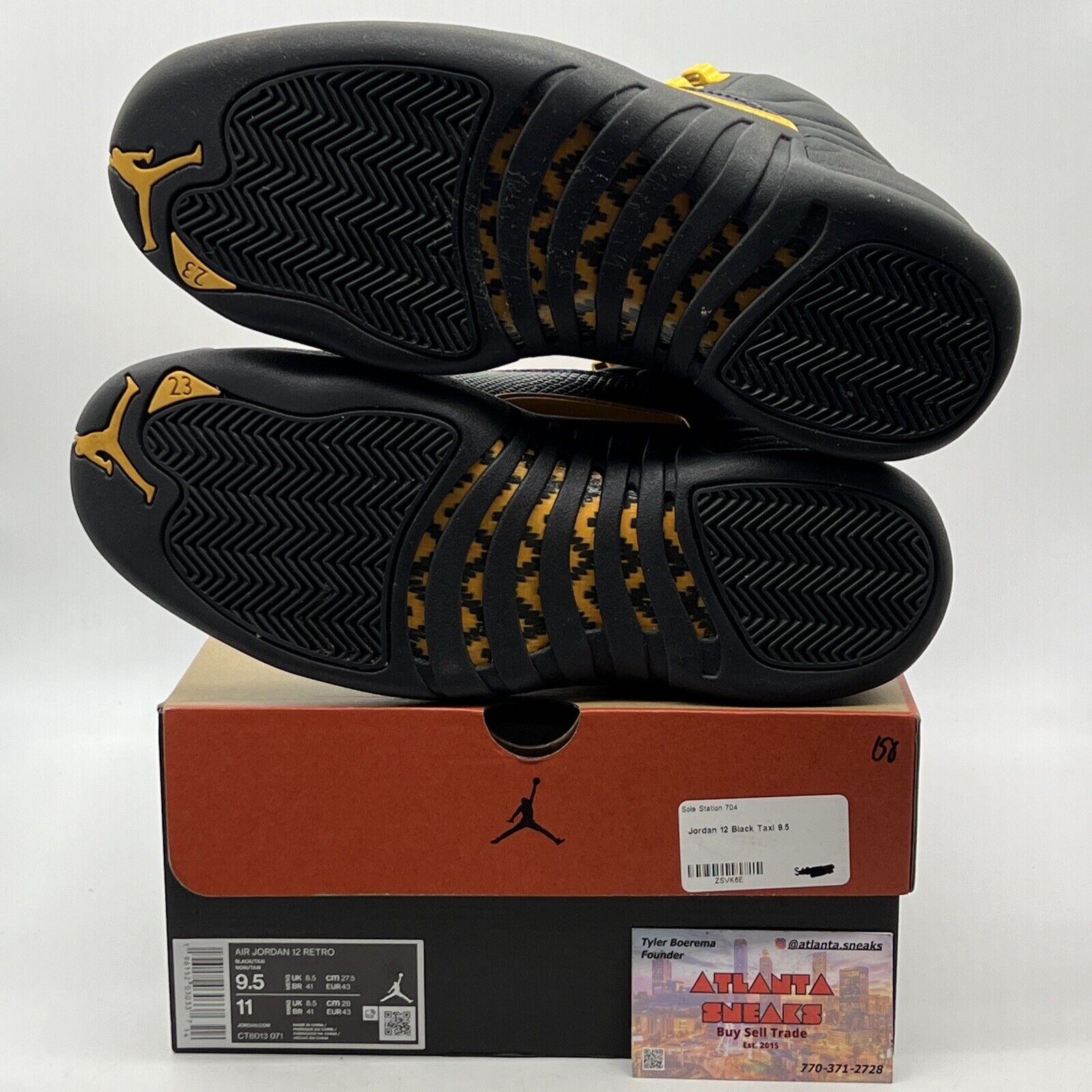 Size 9.5 - Jordan 12 Retro Mid Black Taxi Leather (CT8013-071)