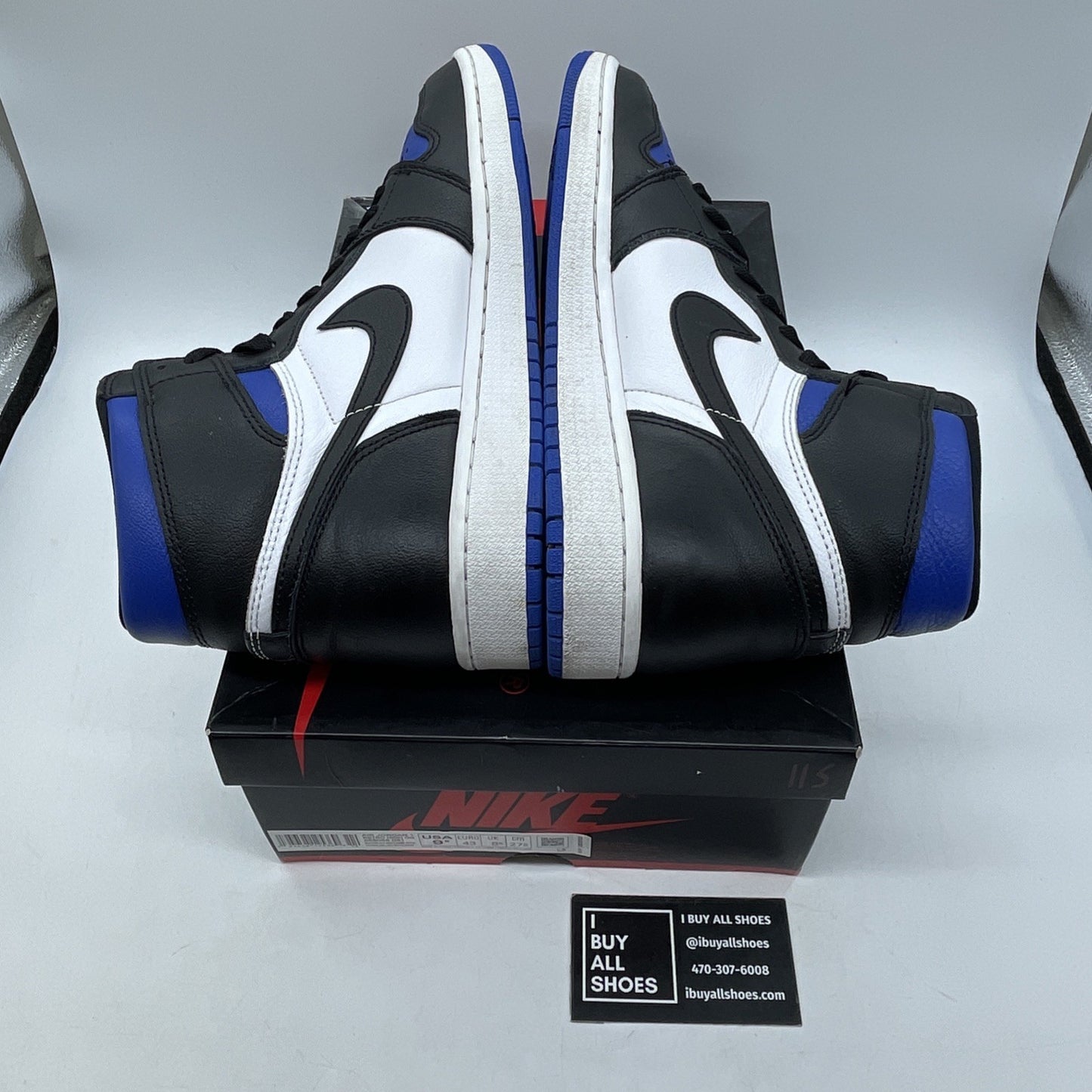 Size 9.5 - Jordan 1 Retro OG High Royal Toe Black White Leather (555088-041)