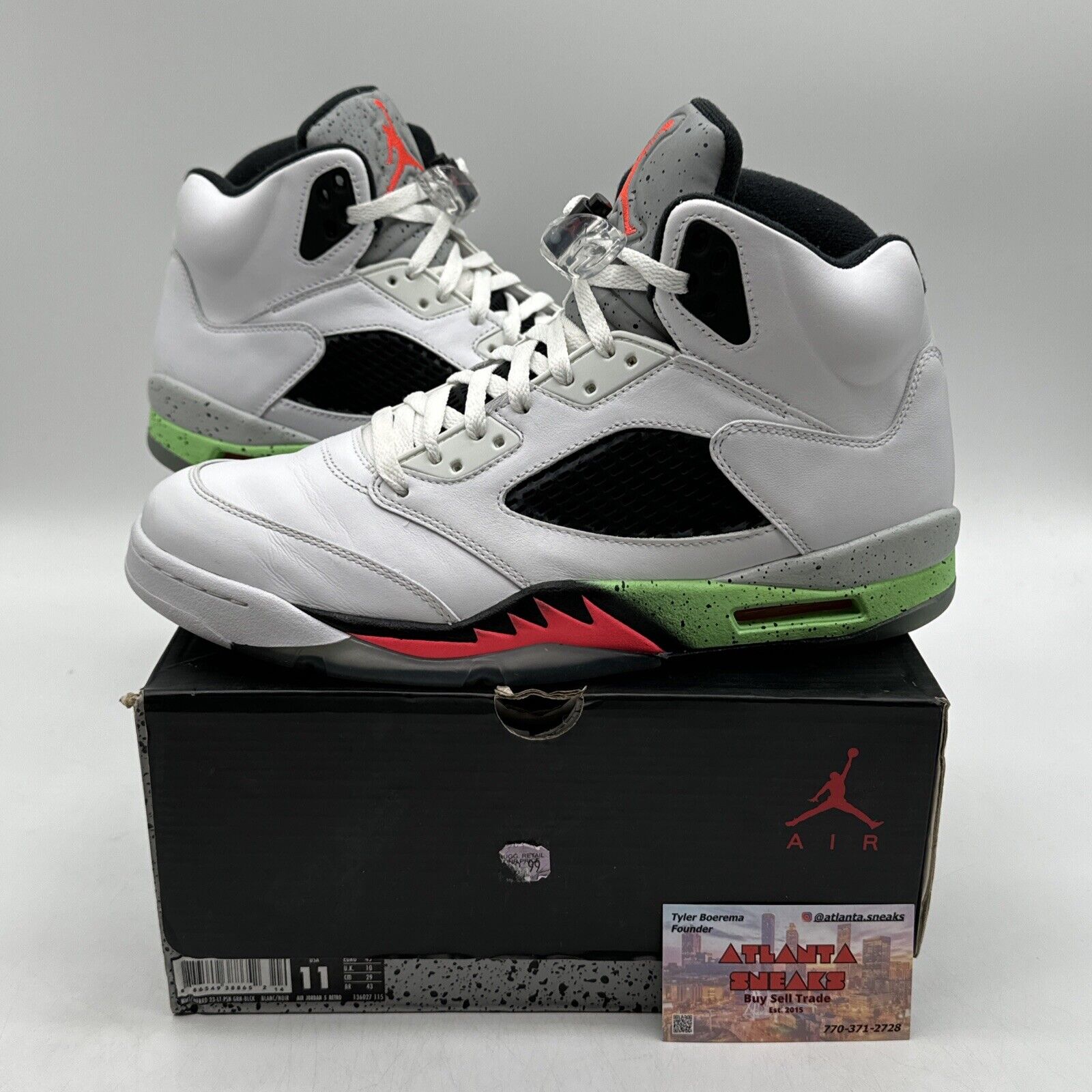 Size 11 - Air Jordan 5 Retro Pro Stars Green White Leather Black Netting Icy Sol