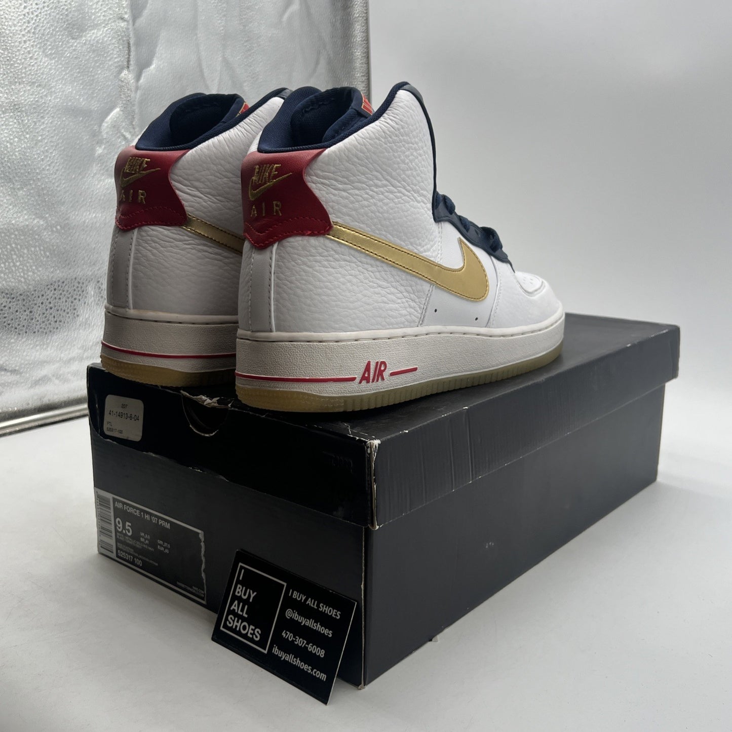 Size 9.5 - Nike Air Force 1 Premium High USA Olympic (525317-100)