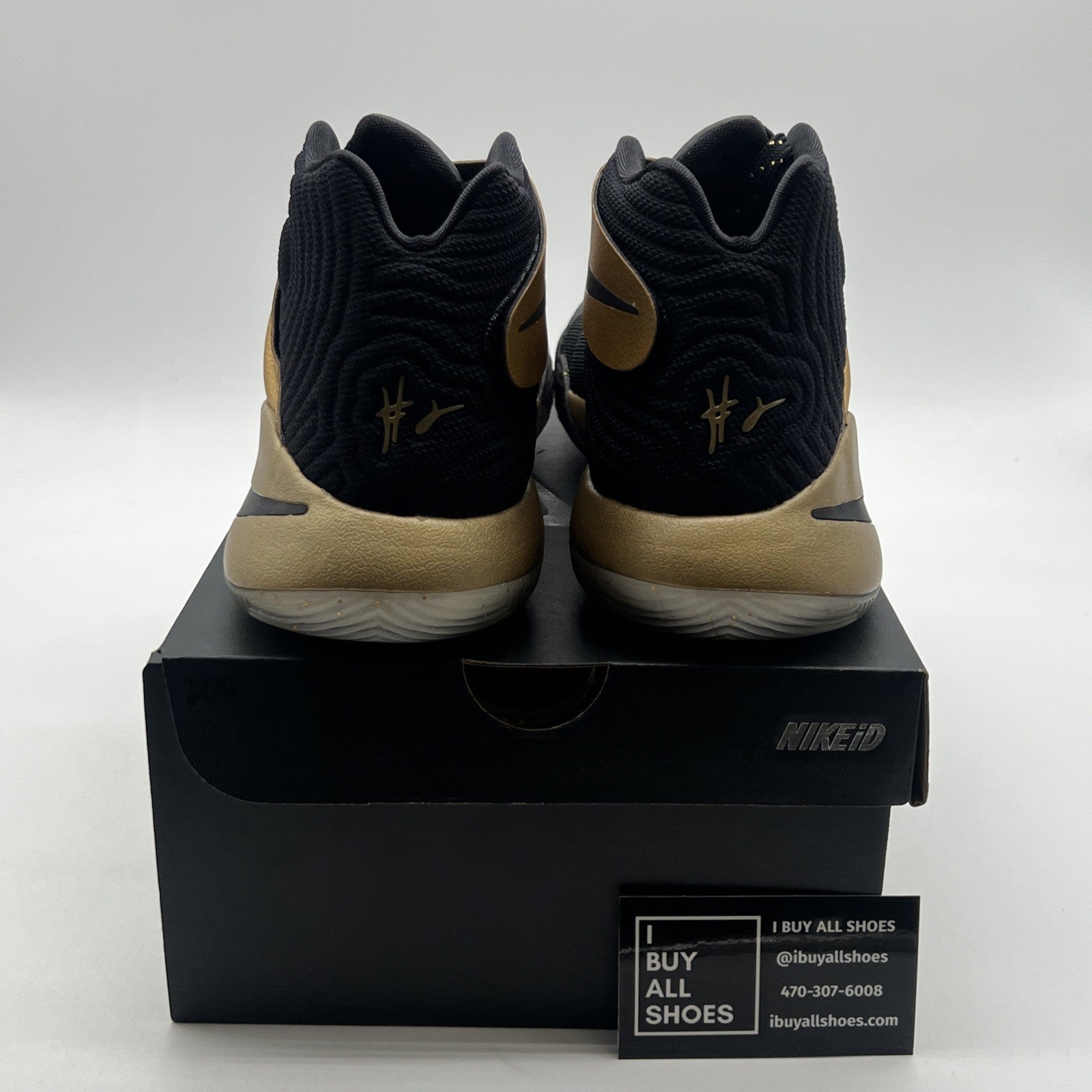 Size 9.5 - Nike Kyrie 2 ID Basketball Nike Black, Gold Rare (843253-981)