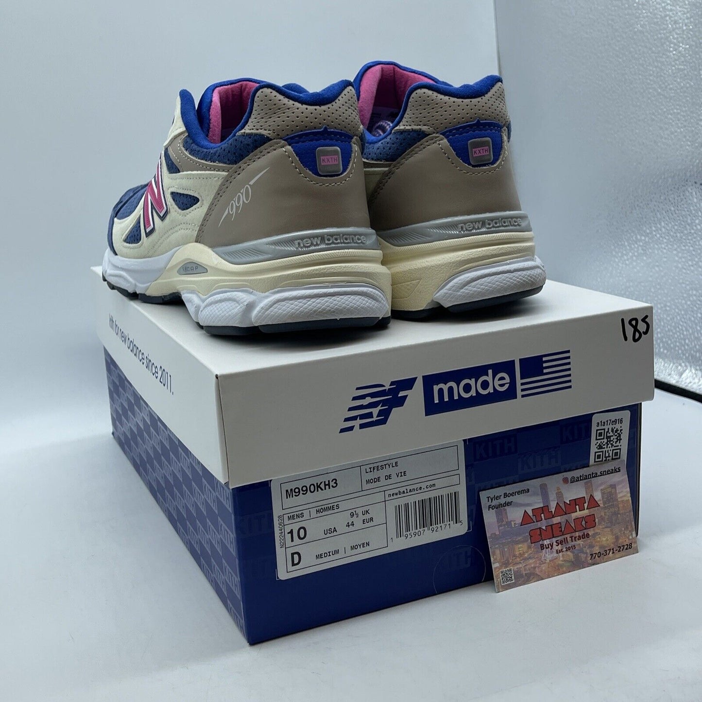 Size 10 - New Balance Kith x 990v3 Made In USA Daytona Navy White (M990KH3)