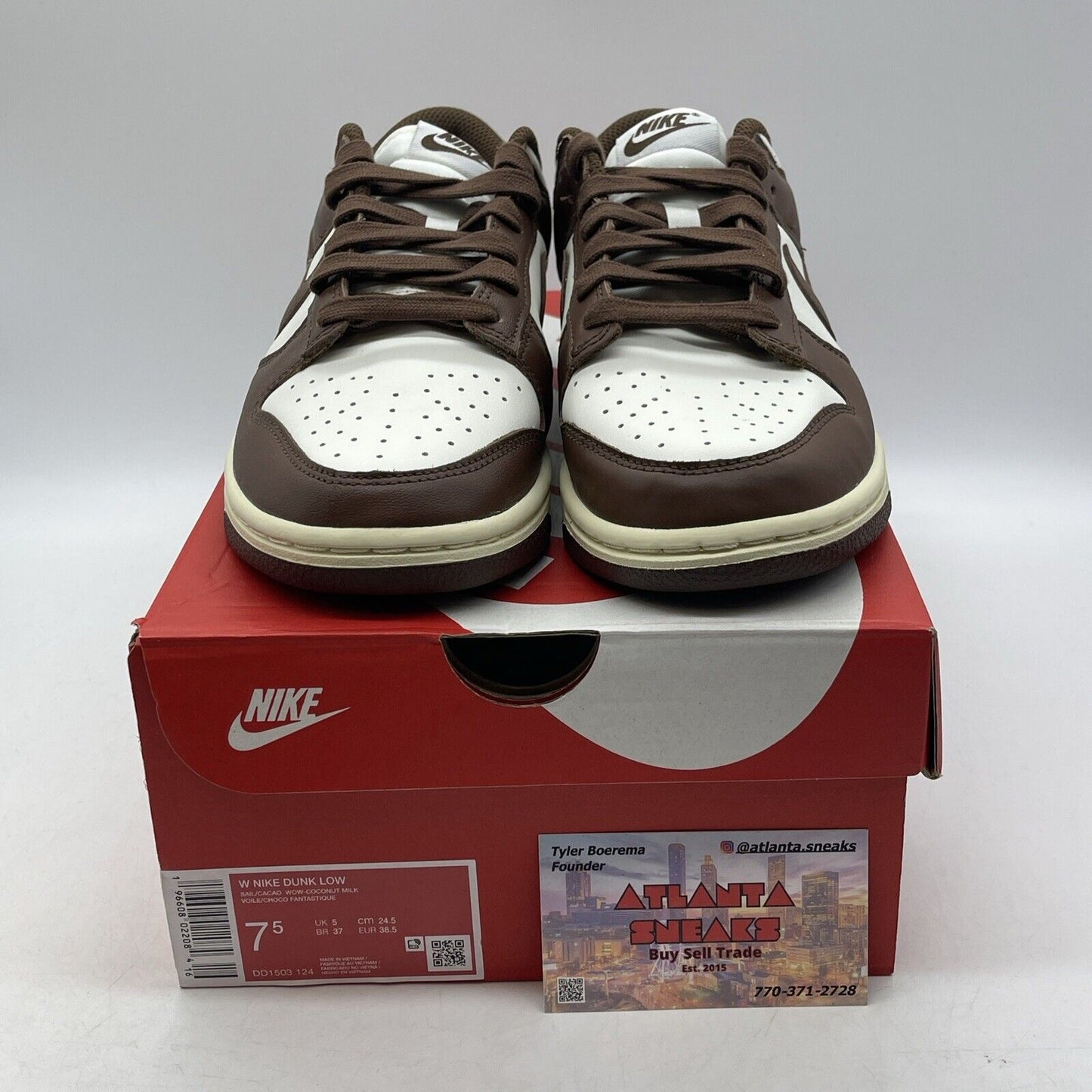 Size 7.5W - Nike Dunk Low Cacao Wow Brown White Leather (DD1503-124)