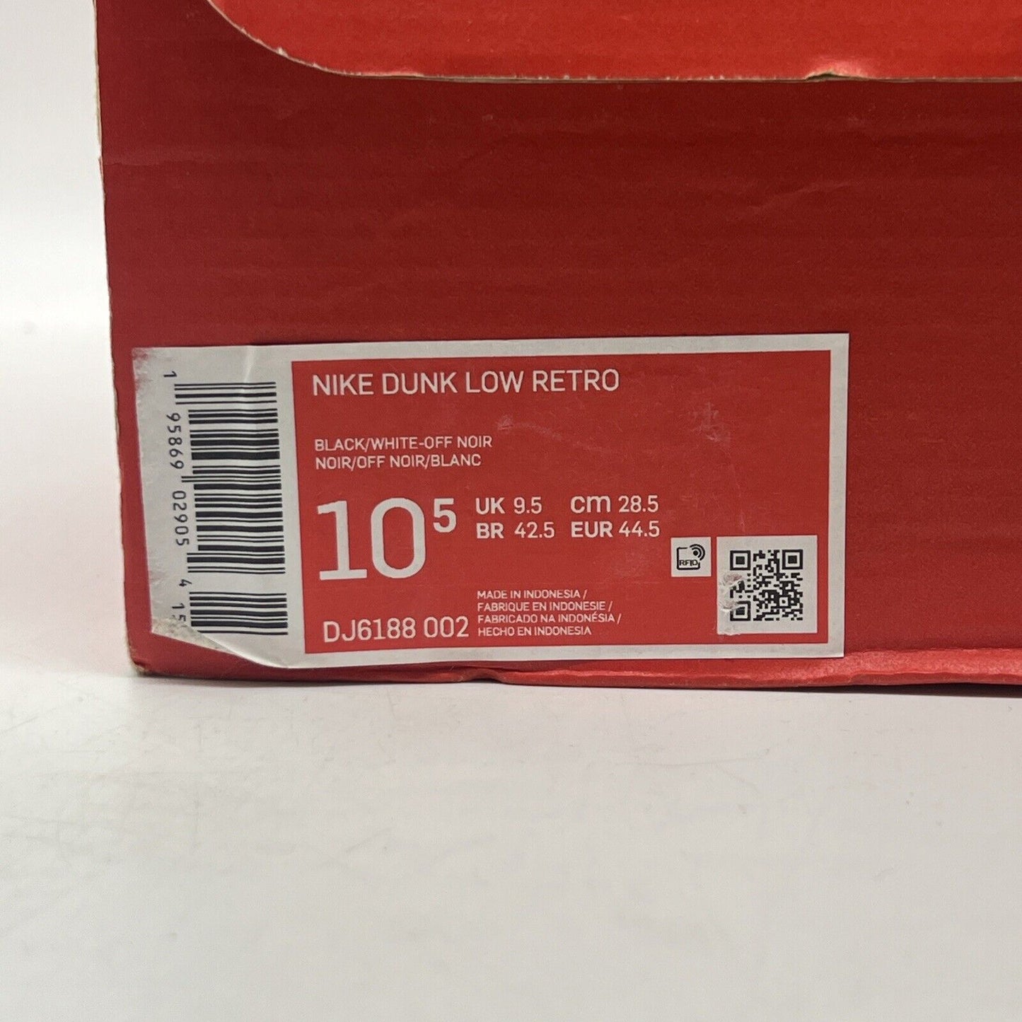 Size 10.5 - Nike Dunk Low Black Panda Leather (DJ6188-002)