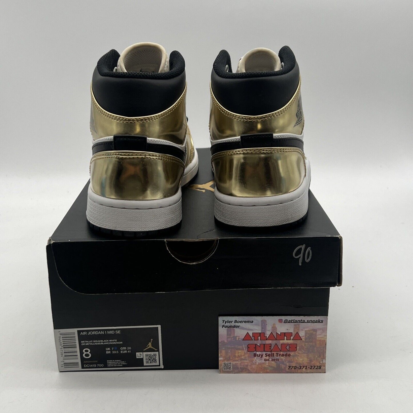 Size 8 - Jordan 1 Mid SE Metallic Gold 2020 Black White Leather (DC1419-700)