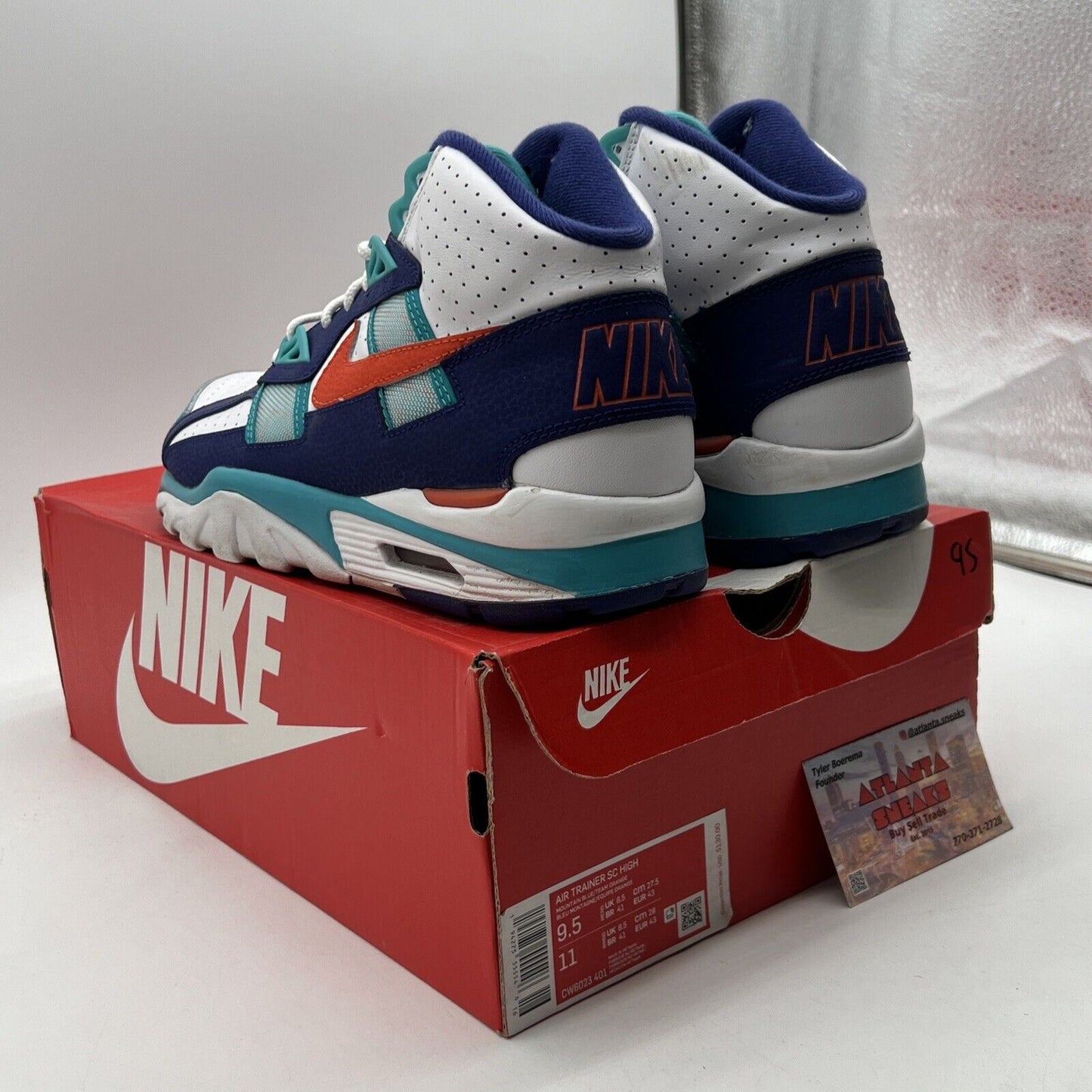 Size 9.5 - Nike Air Trainer SC High Miami Dolphins Purple Leather (CW6023-401)