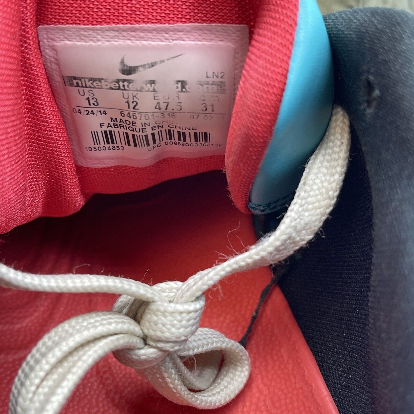 Size 13- Nike Kobe 9 EM Dusty Cactus Blue White Red Black (646701-316)