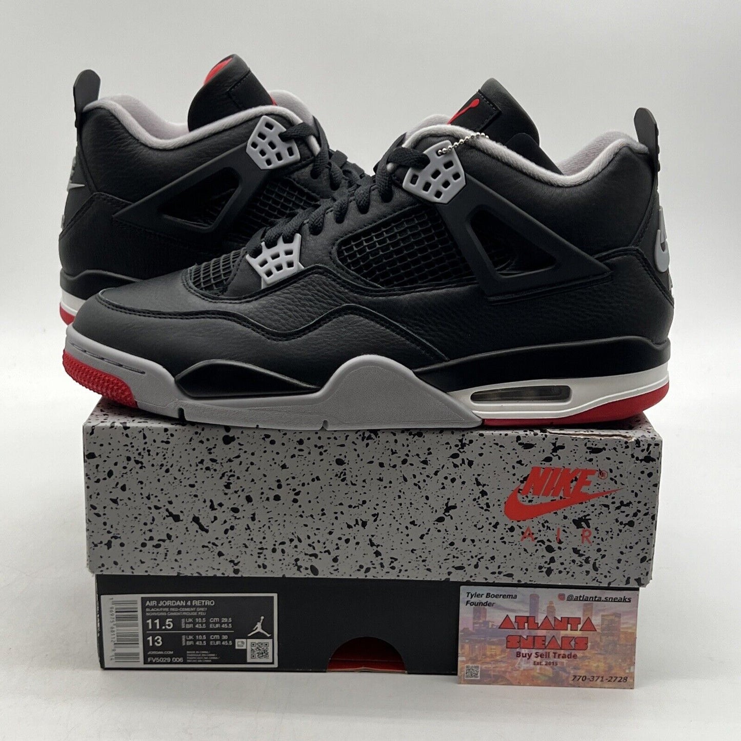 Size 11.5 - Air Jordan 4 Retro Bred Reimagined Red White Leather (FV5029-006)