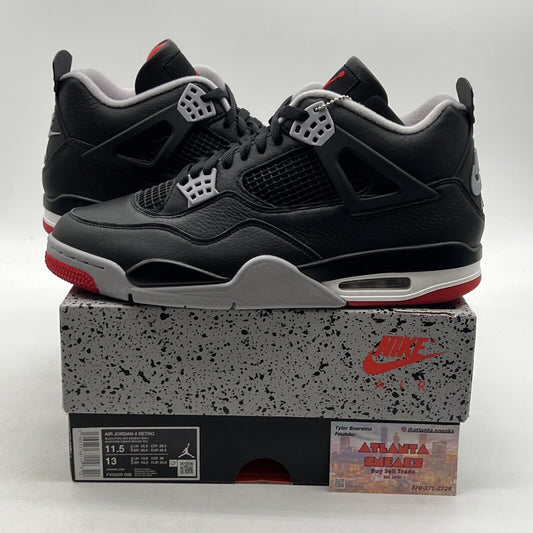Size 11.5 - Air Jordan 4 Retro Bred Reimagined Red White Leather (FV5029-006)