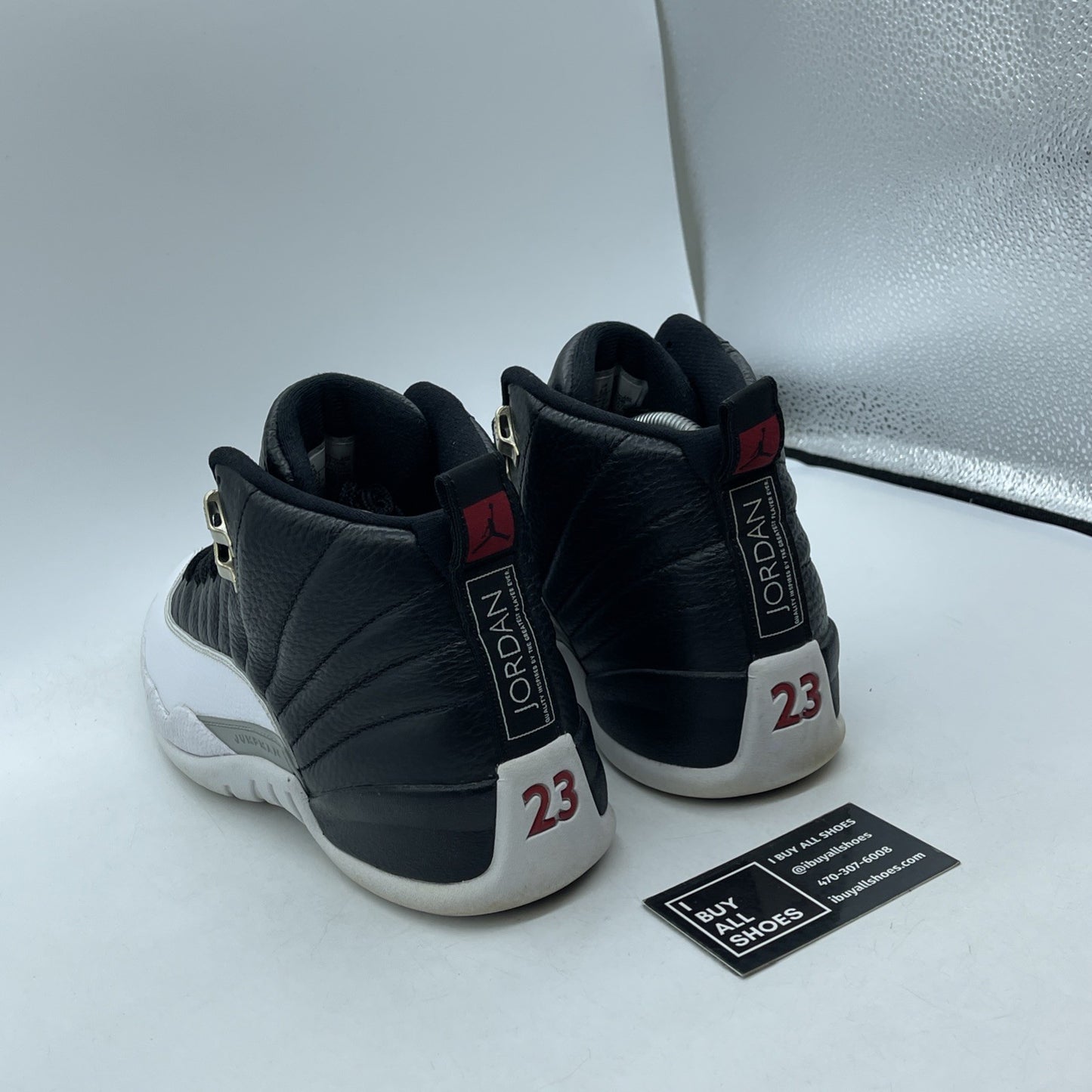 Size 8 - Jordan 12 Retro Mid Playoff Black White Grey Leather (CT8013-006)