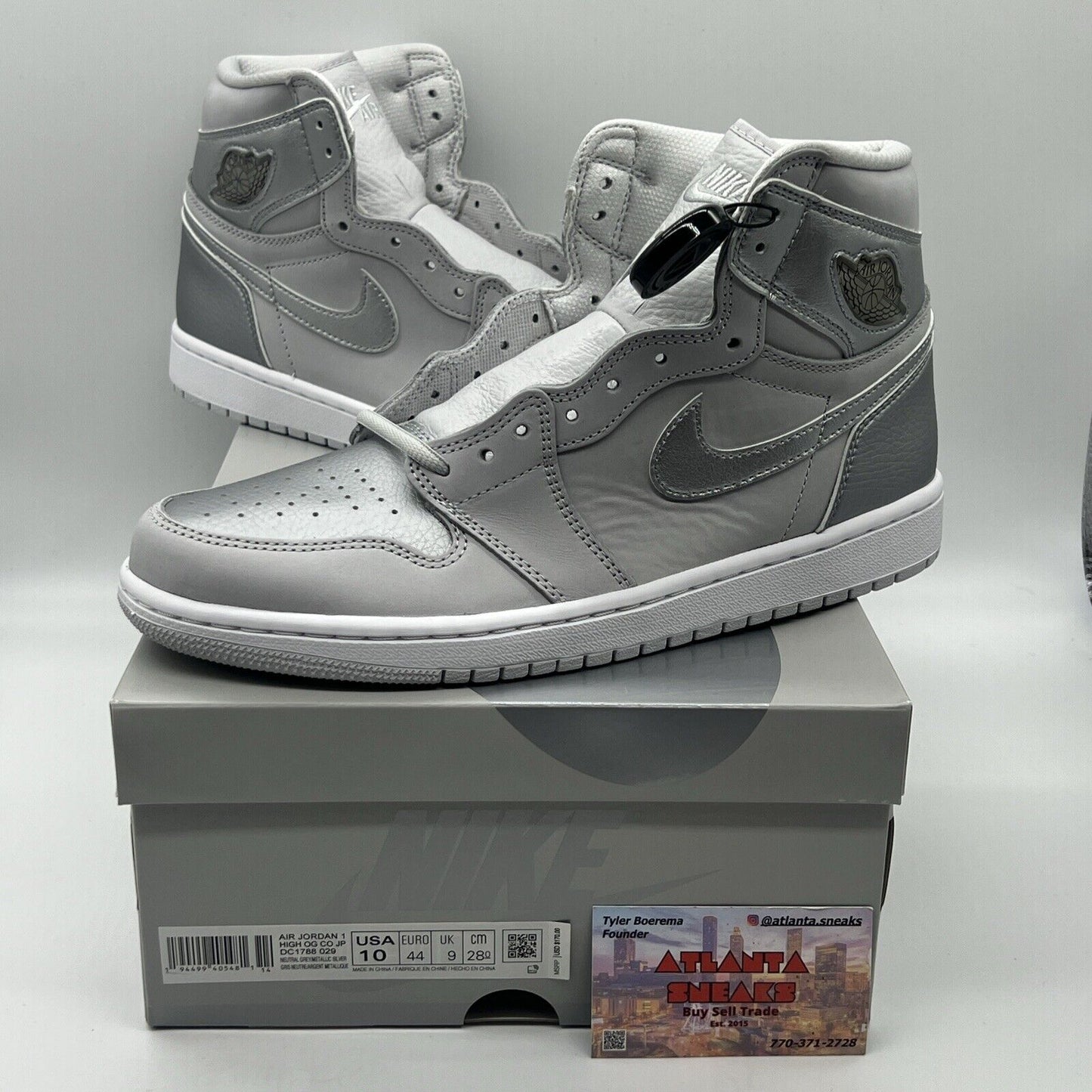 Size 10 - Air Jordan 1 Retro OG CO.JP Tokyo Brand New Og All White Silver