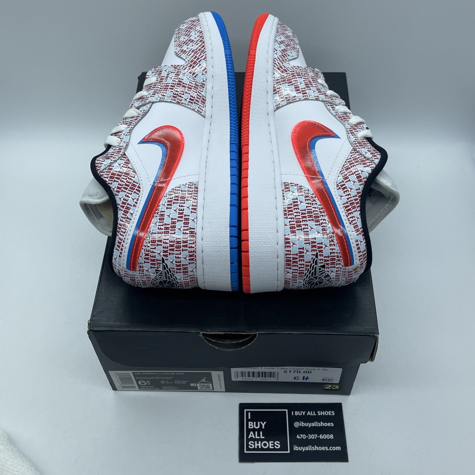 Size 6.5Y (GS) - Jordan 1 SE Mid Take Flight White Leather (DD1527-114)