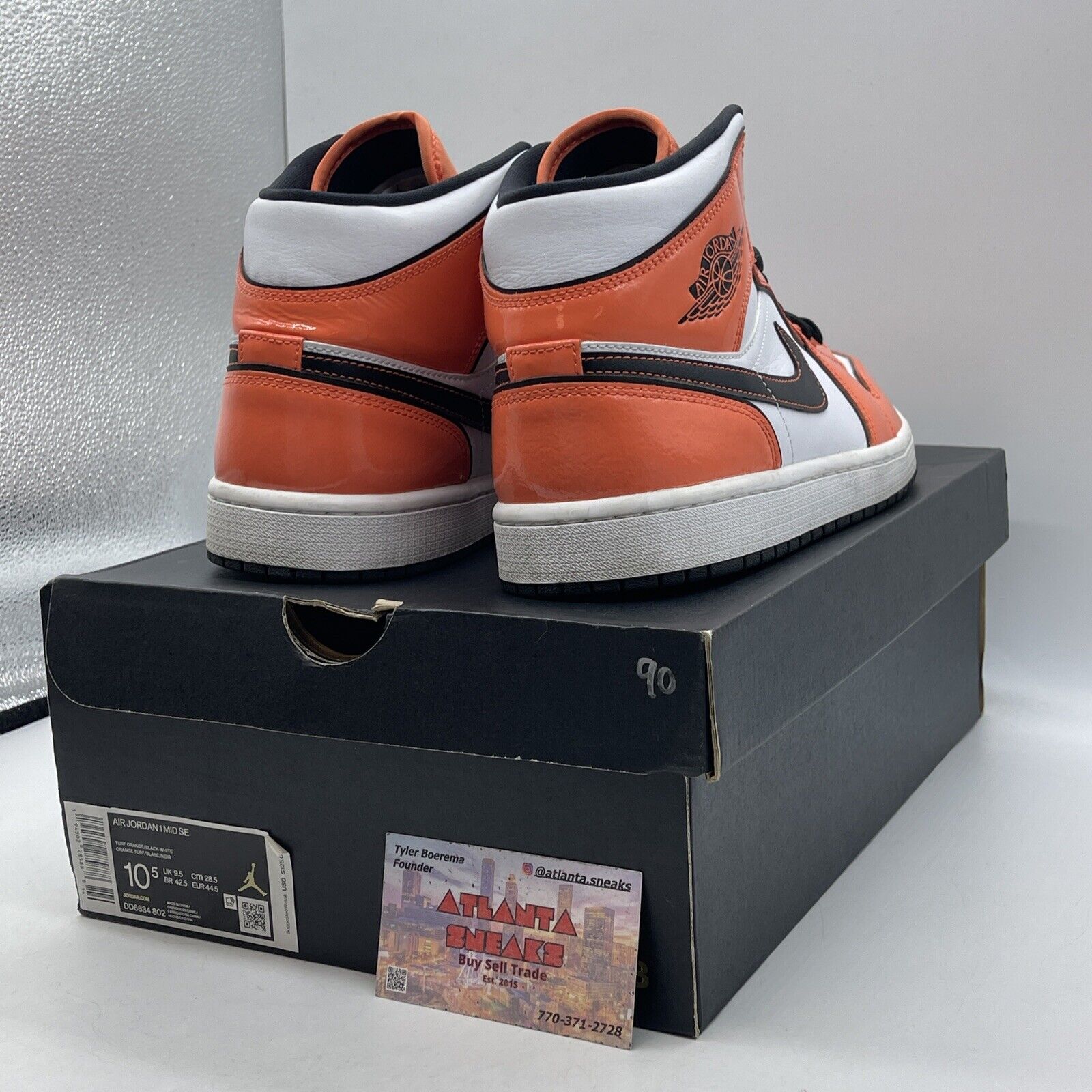 Size 10.5 - Air Jordan 1 SE Mid Turf Orange White Black Leather (DD69834-802)