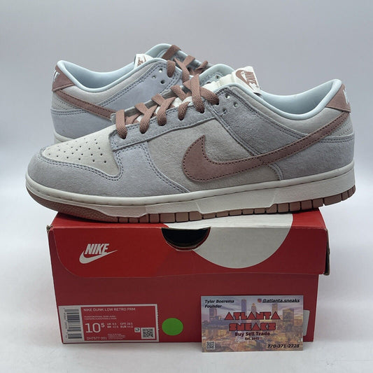 Size 10.5 - Nike Dunk Premium Low Fossil Rose Pink Grey White Suede (DH7577-001)