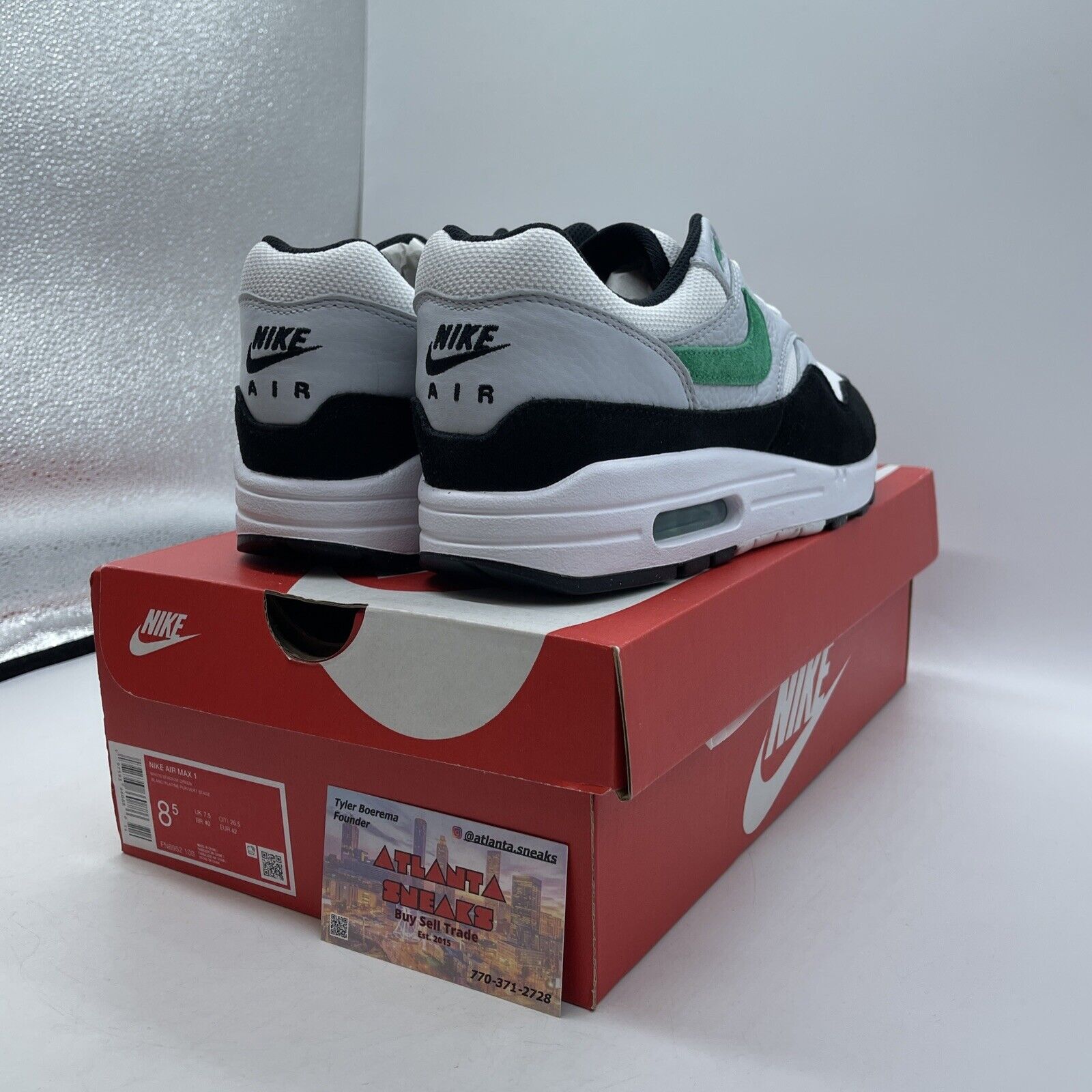 Size 8.5 - Nike Air Max 1 Low Stadium Green White Black Suede (FN6952-100)