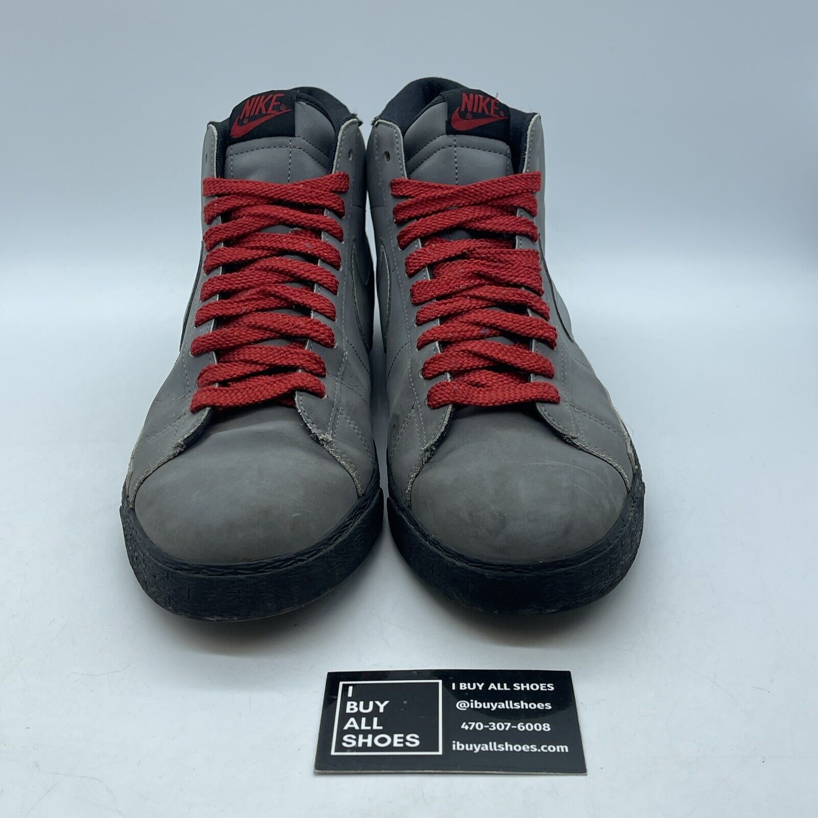 Size 13 - Nike Blazer High Gray Black Red Suede (315877-007)